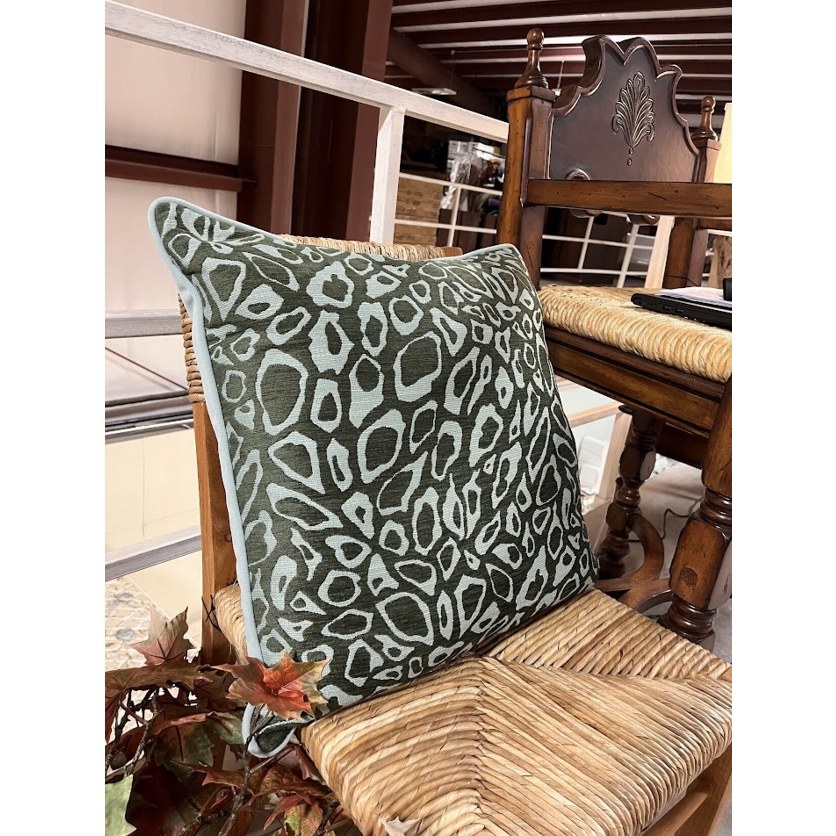Gabby Leopard Forest 22x22 Pillow with Feather Insert