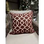Henredon Crimson Red & Cream Throw Pillow 22x22