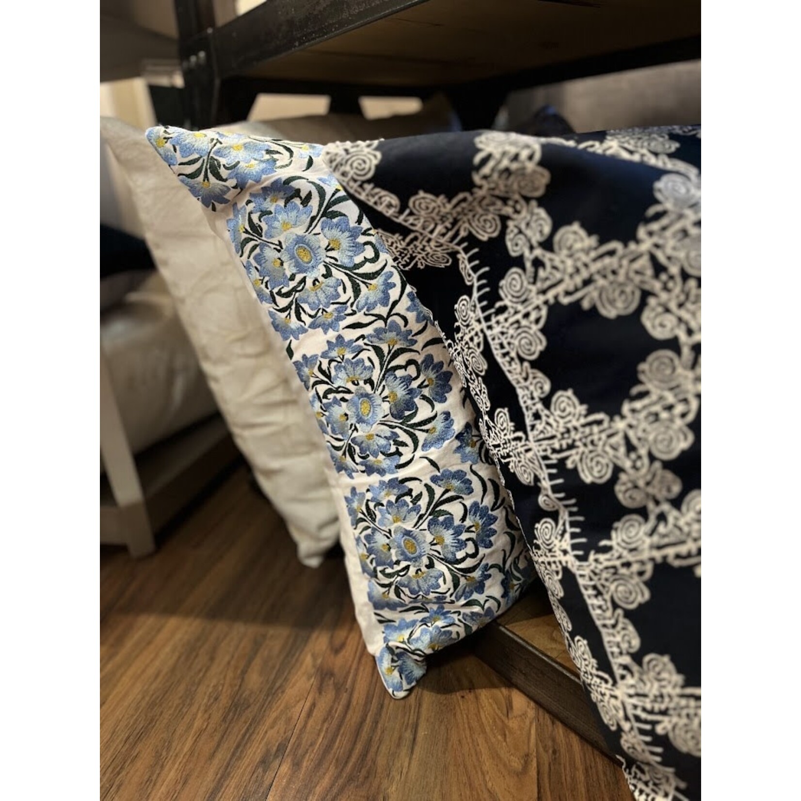 John Robshaw Textiles Kavya Lapis Decorative Pillow 22x22 with Feather Insert