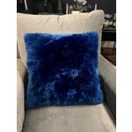 Fibre by Auskin Cushion Wool Sheepskin Square Blue Throw Pillow