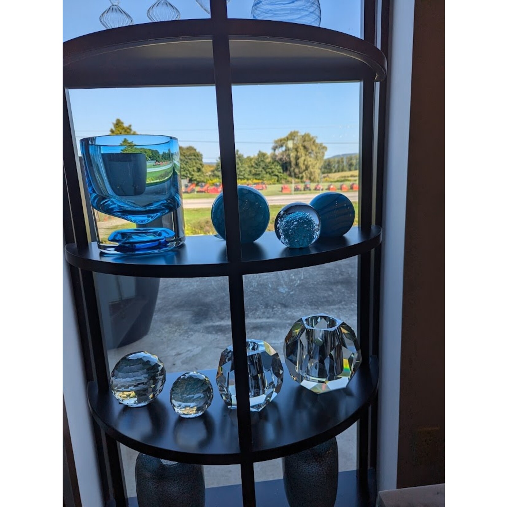 Global Views Thick Cylinder Vase Powder Blue Light Blue Small