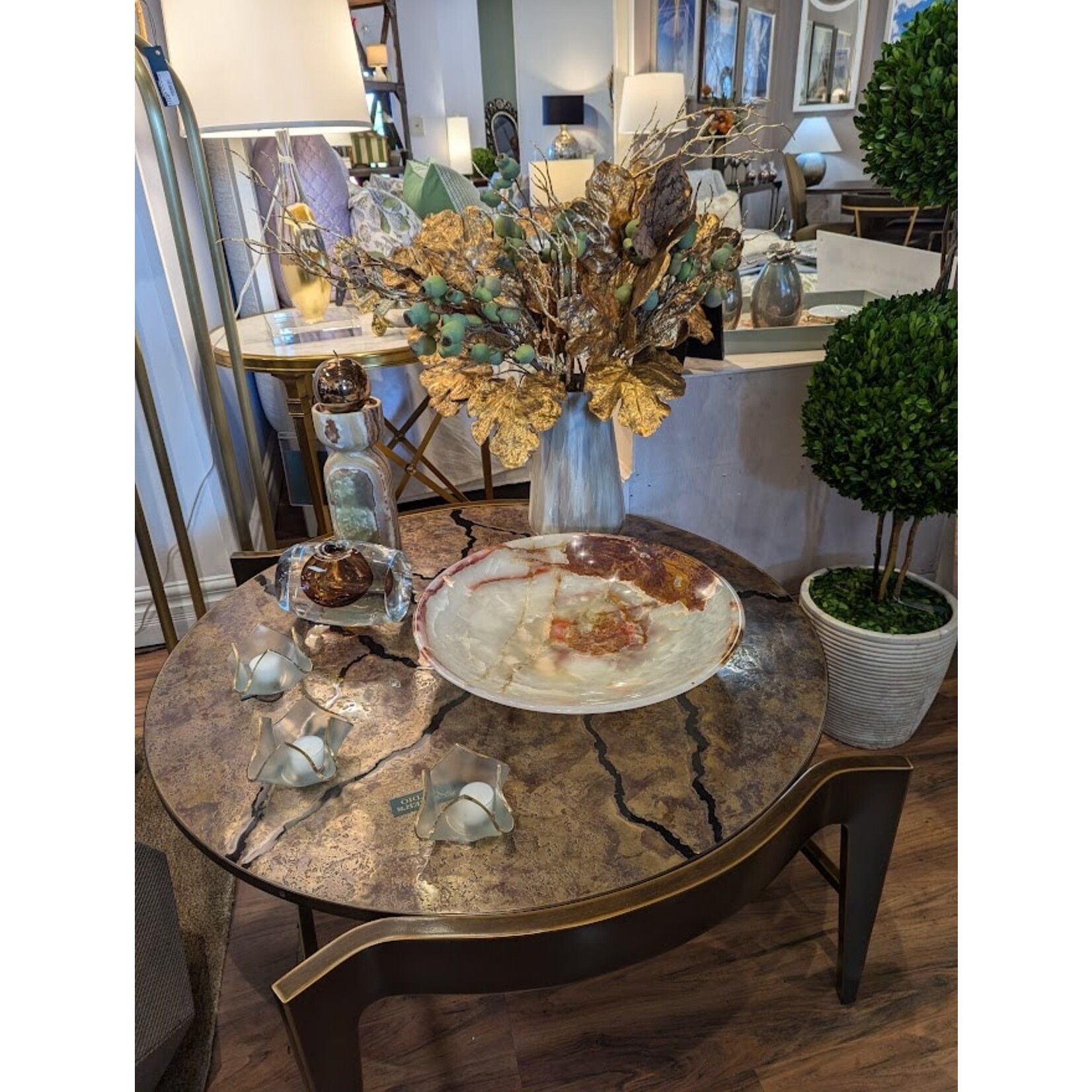 Winward Floral & Seasonal Decor Gold Grape Leaf Branch 26''