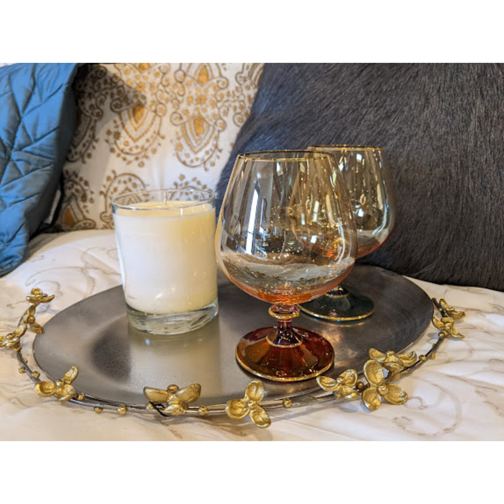 Vietri Regalia Deco Purple Brandy Snifter Glass