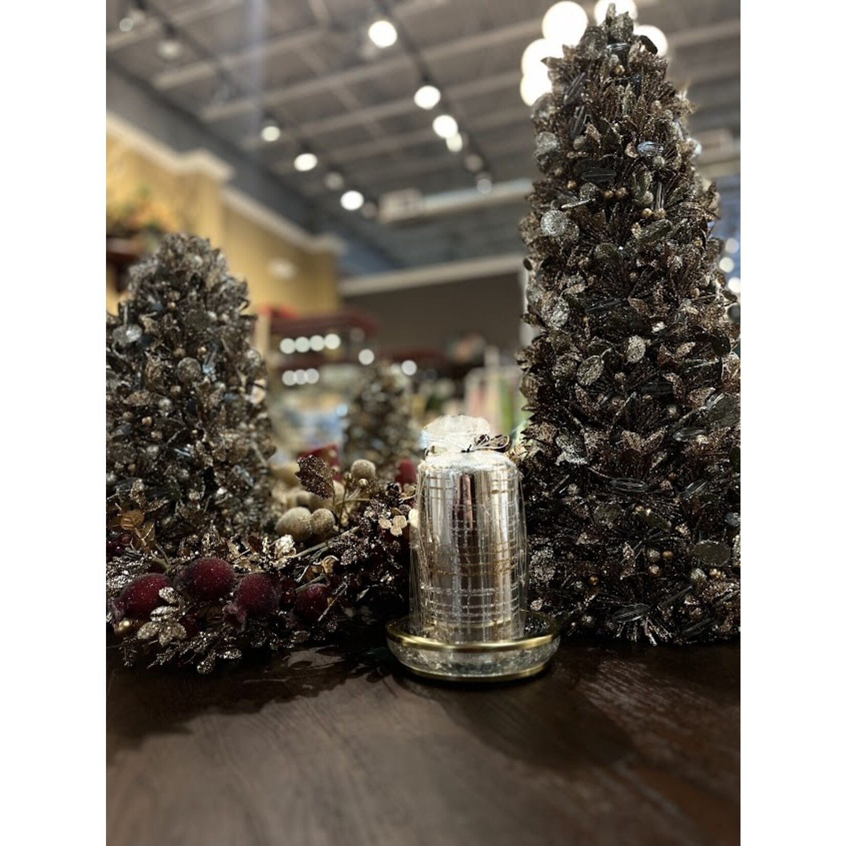 Zodax Metallic Pillar Candle Silver & Gold Glitter 6 In