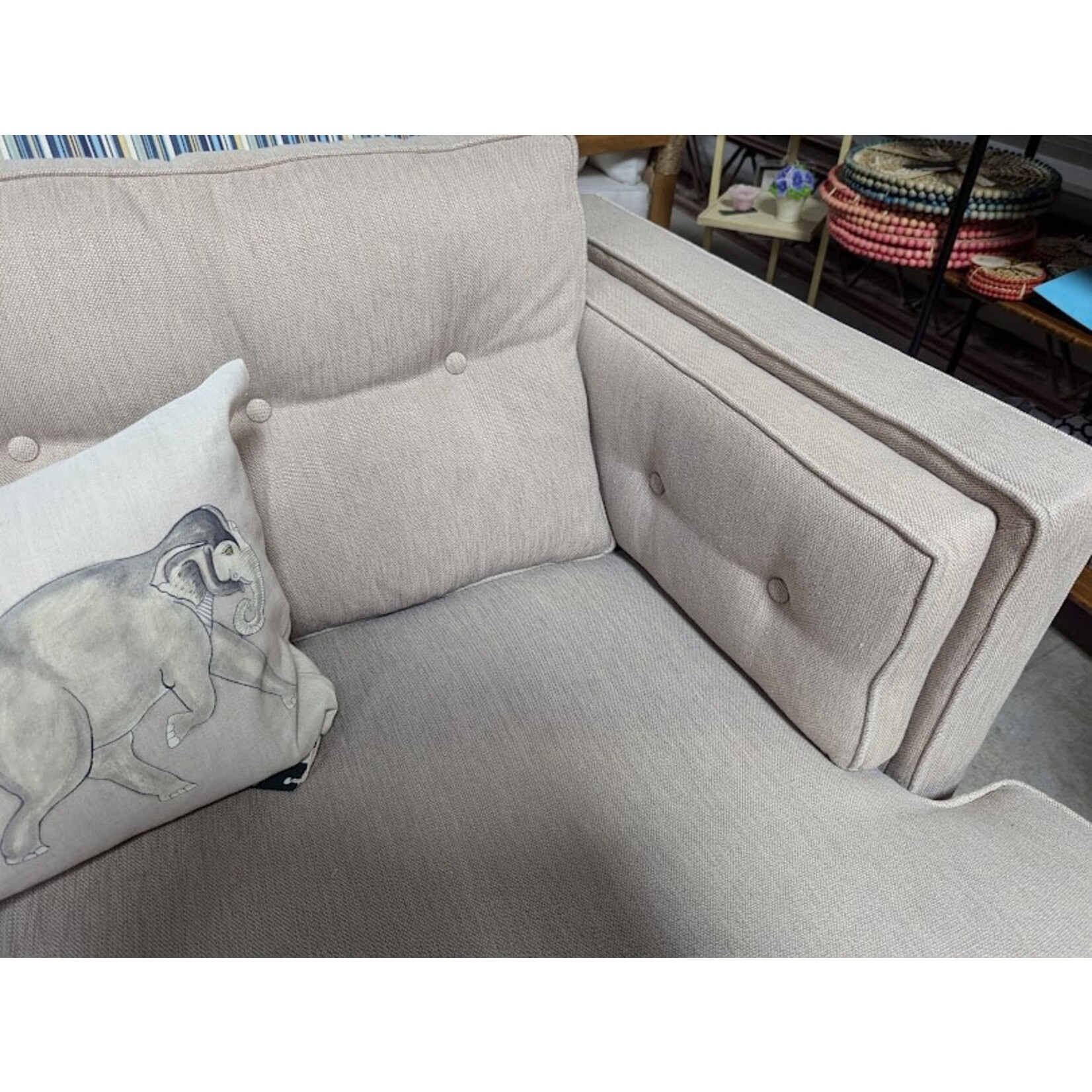 Vanguard Furniture 3 Cushion Sofa Wheat with Nailhead Detail