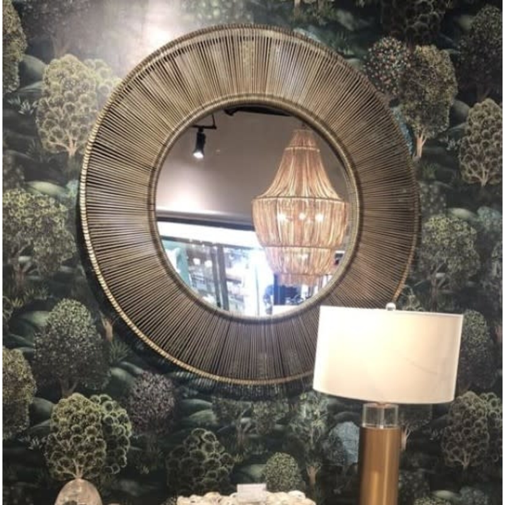 Made Goods Dawn Mirror Antiqued Brass Iron