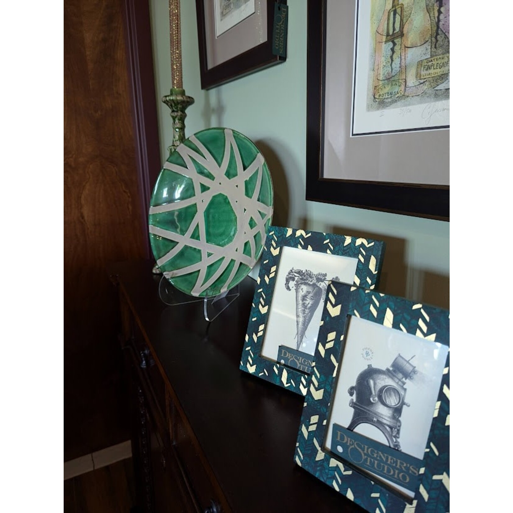 Pigeon and Poodle Zola Lacquered Wood Hunter Green Gold Frame  4x6