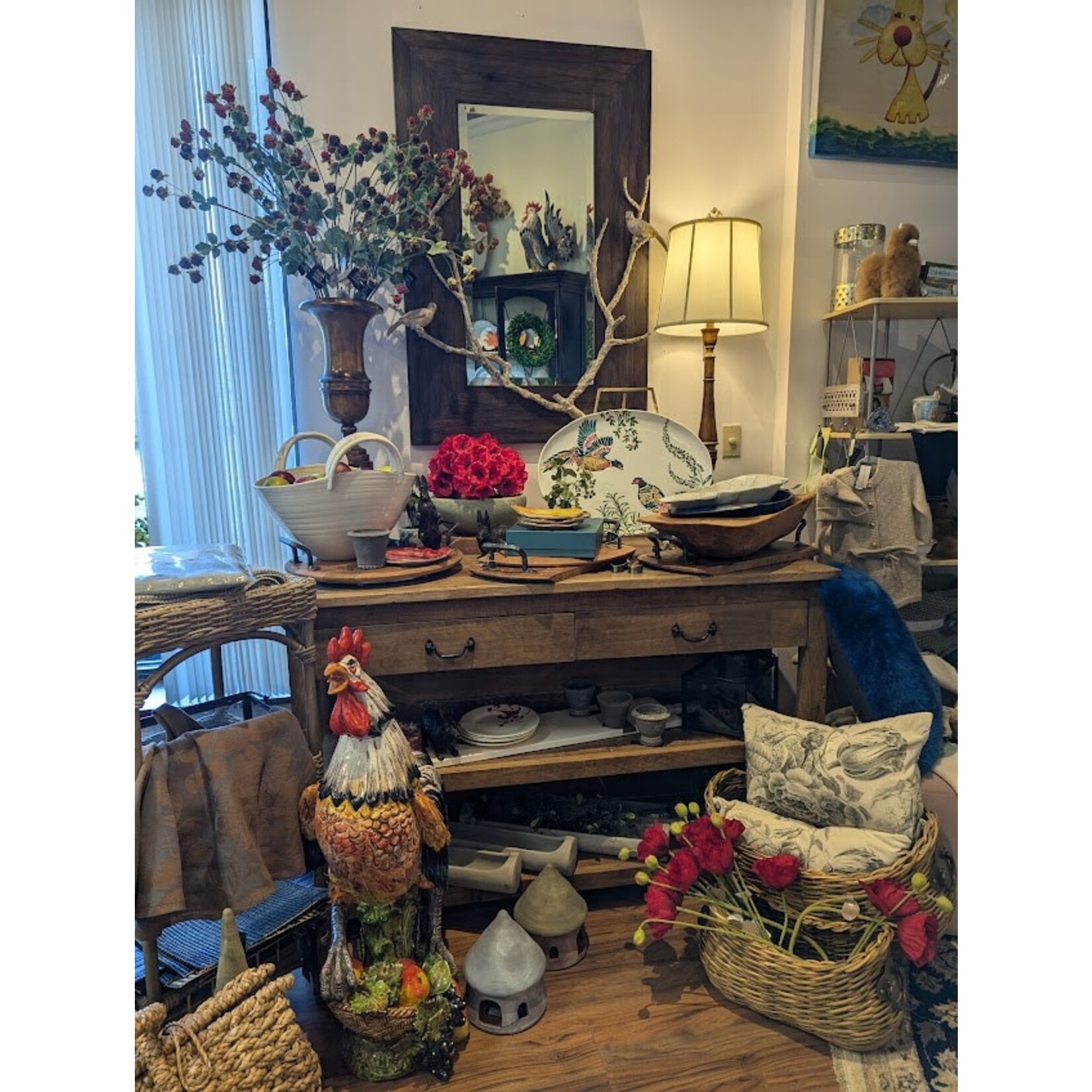 Theodore Alexander Wooden Wall Mirror with Branches & Birds