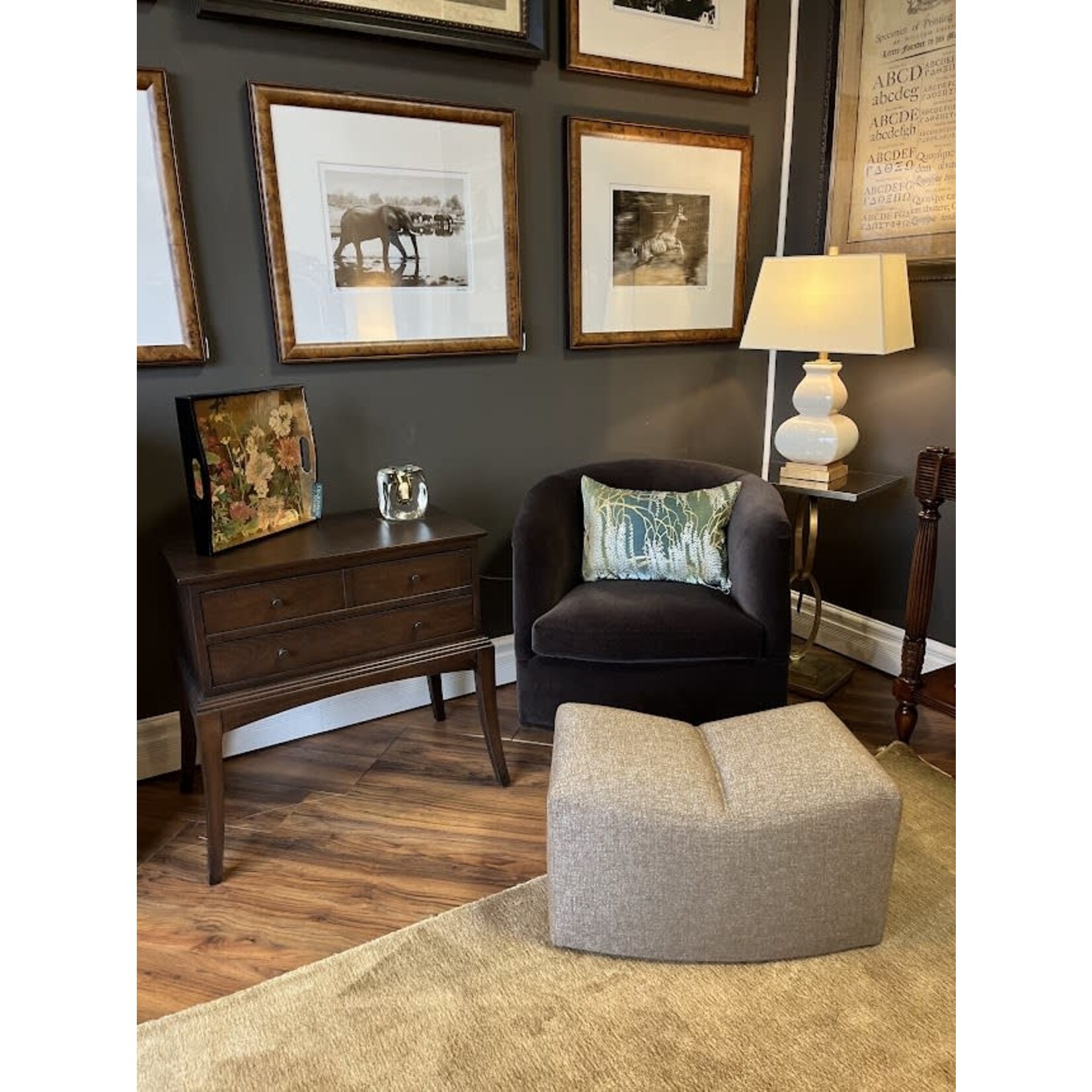 Thayer Coggin Saddle Ottoman Chili Taupe