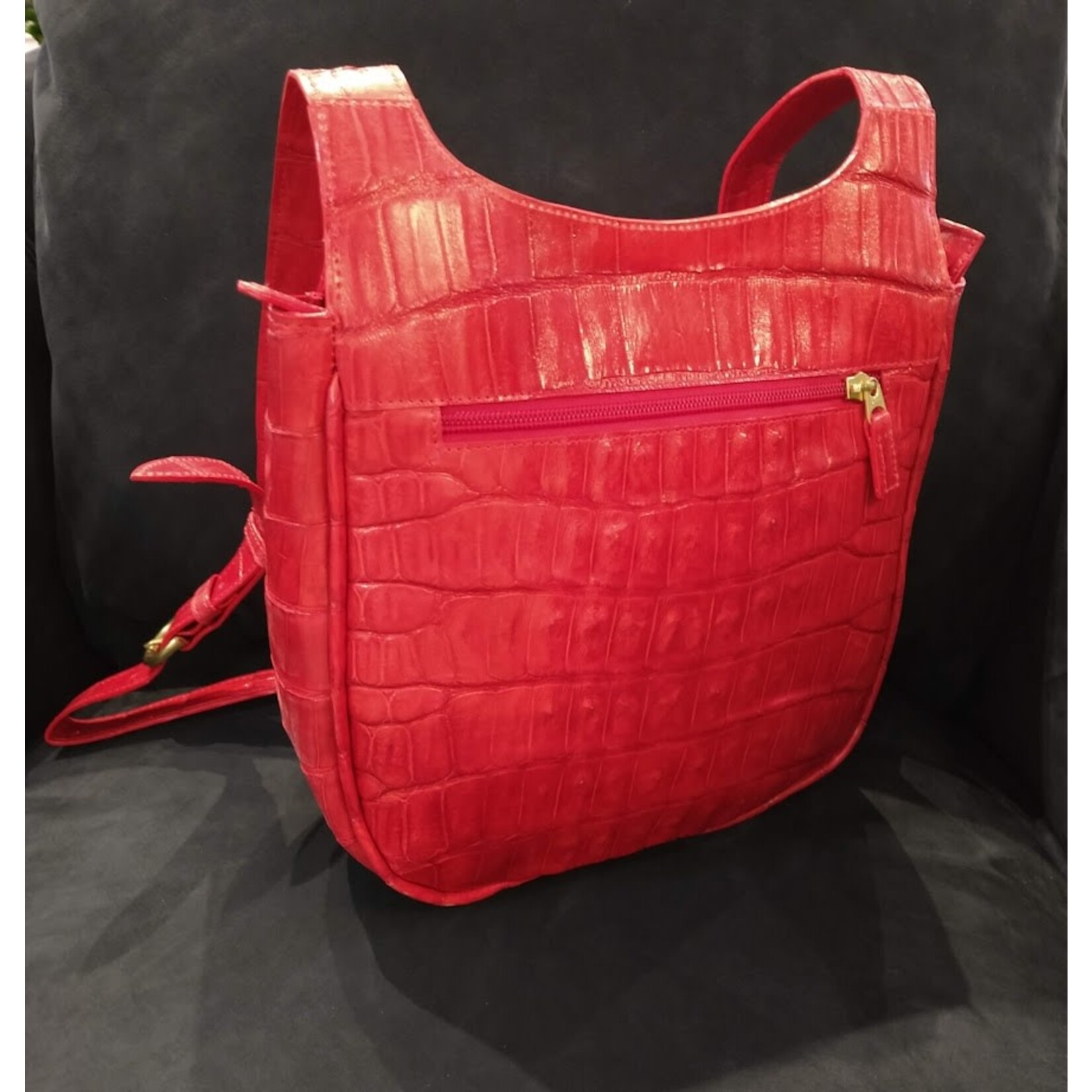 John Cole Red Erie Crocodile Crossbody Handbag