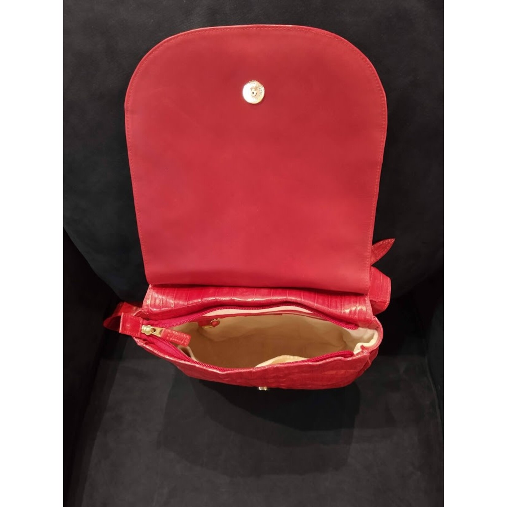 John Cole Red Erie Crocodile Crossbody Handbag