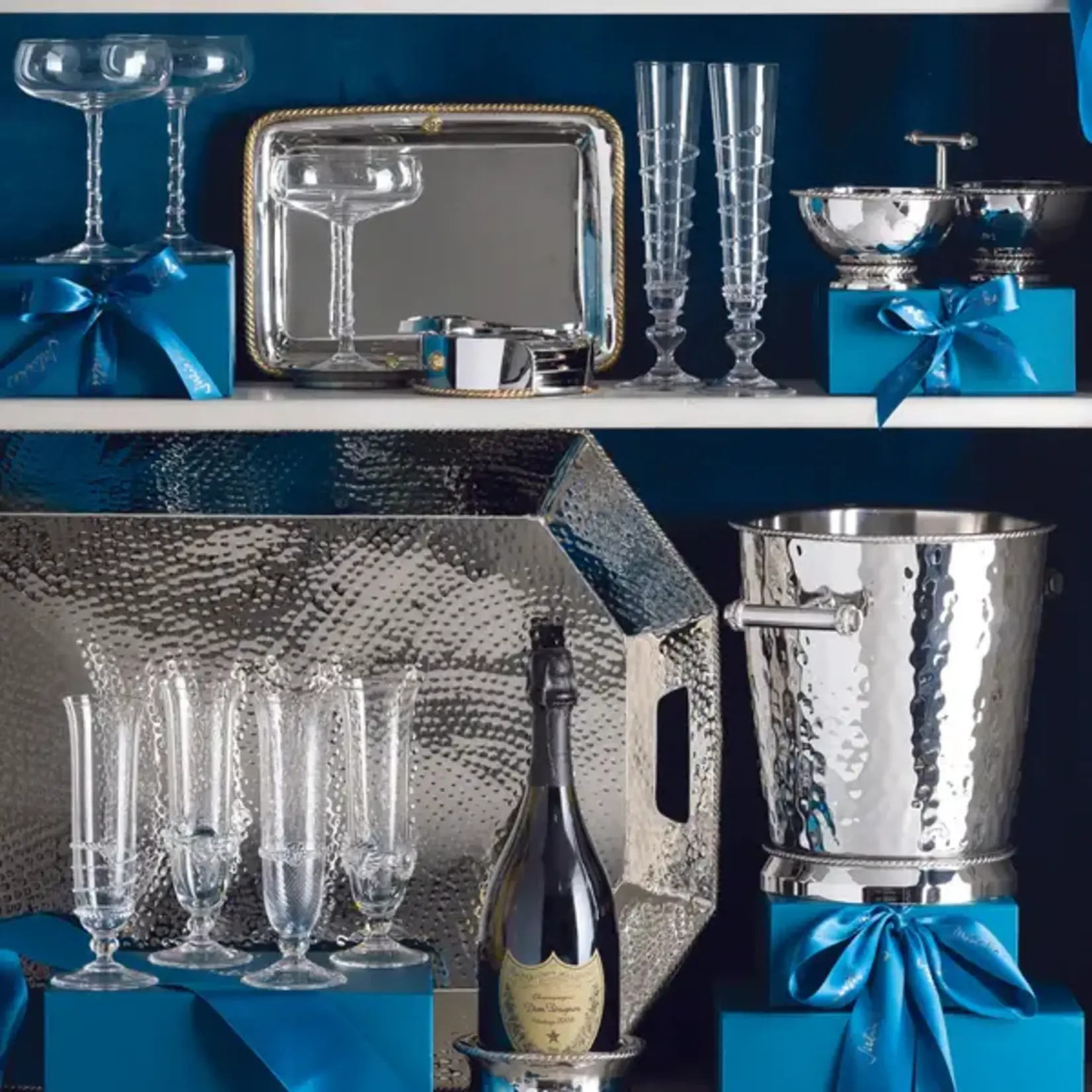 Juliska Graham Bar Tray & Stand Silver Metal