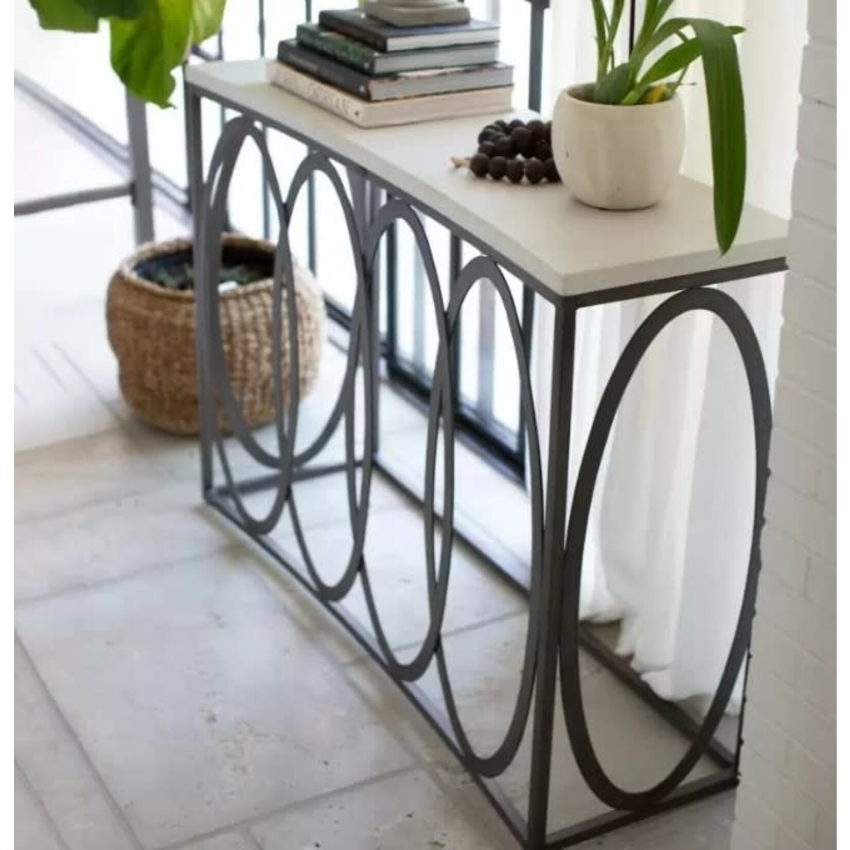 Summer Classics Ella Aluminum Console Table Slate Grey Dove Grey