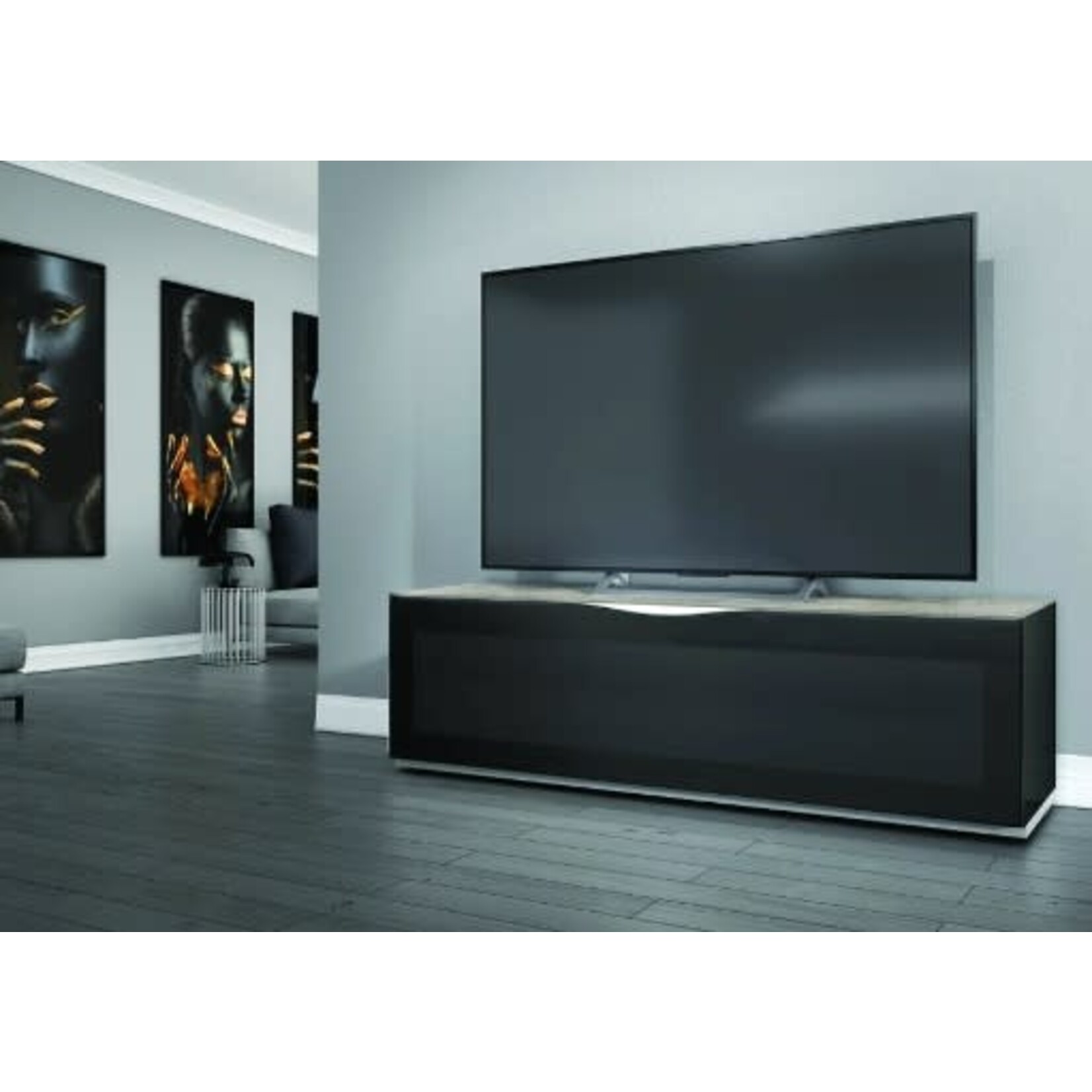 Bellini Modern Living Modica TV Stand Black with Ceramic Top
