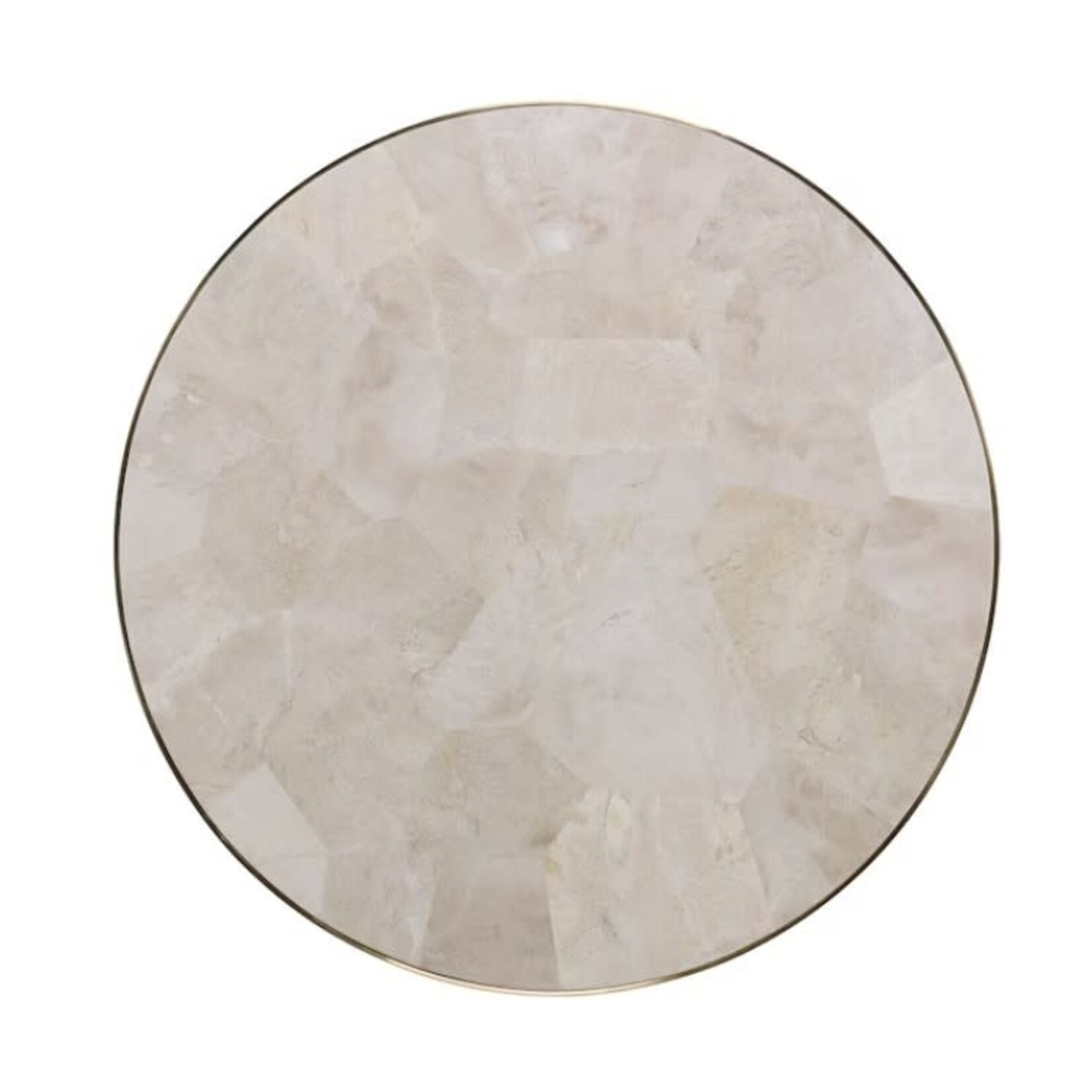 Maitland Smith Stone Pedestal Occasional Table White Fossil Stone Inlaid