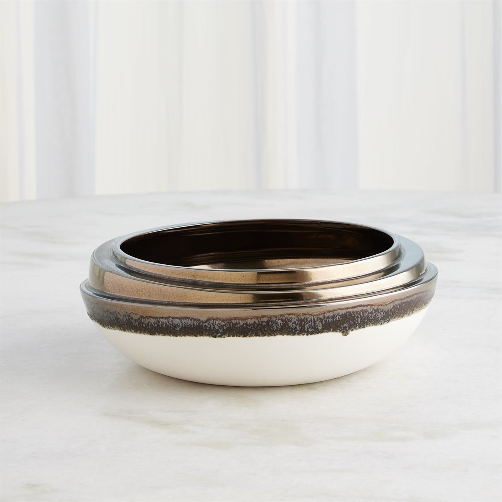 Global Views Slant Stack Bowl Reactive Bronze