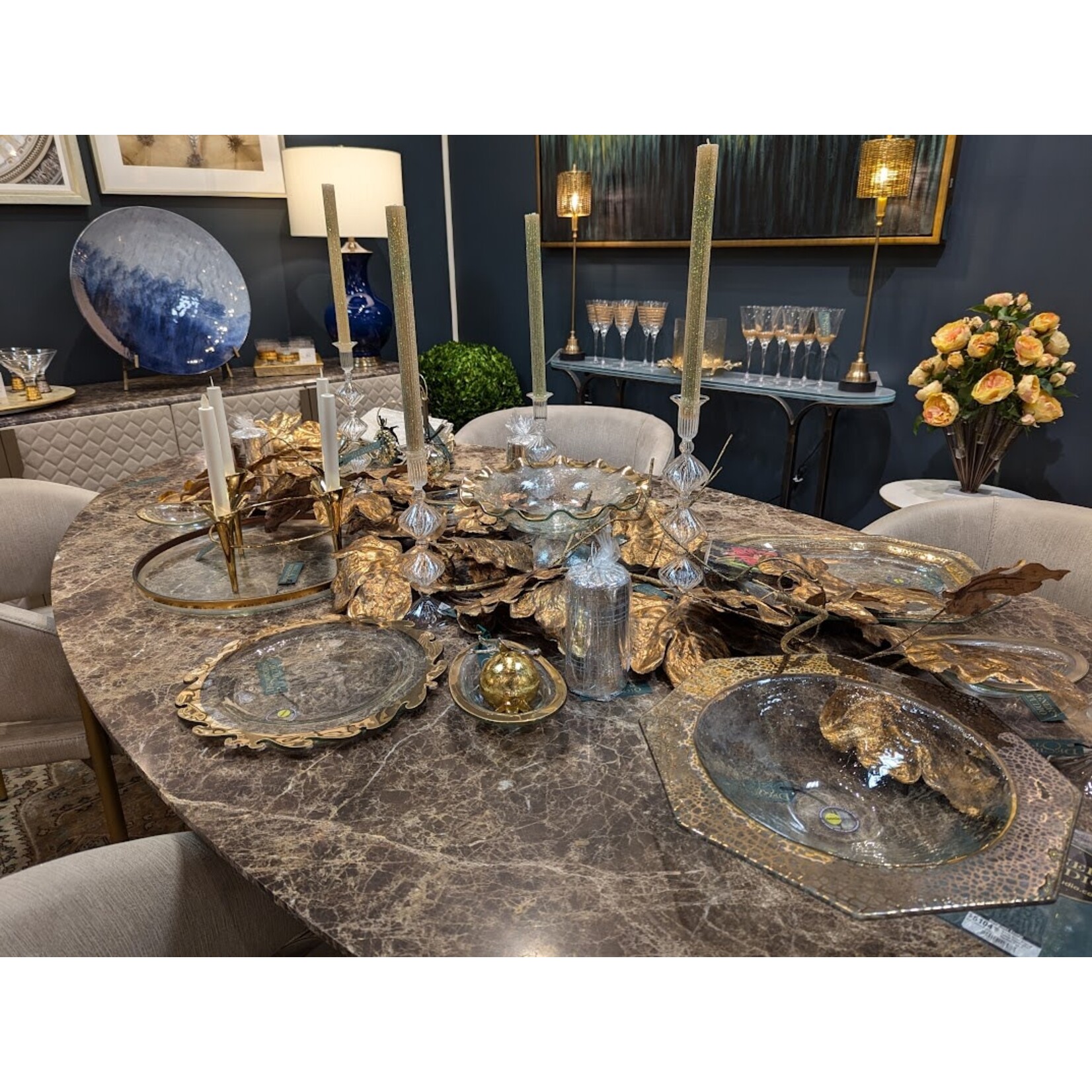 Annieglass Rococo 24K Gold Rimmed Round Buffet Plate