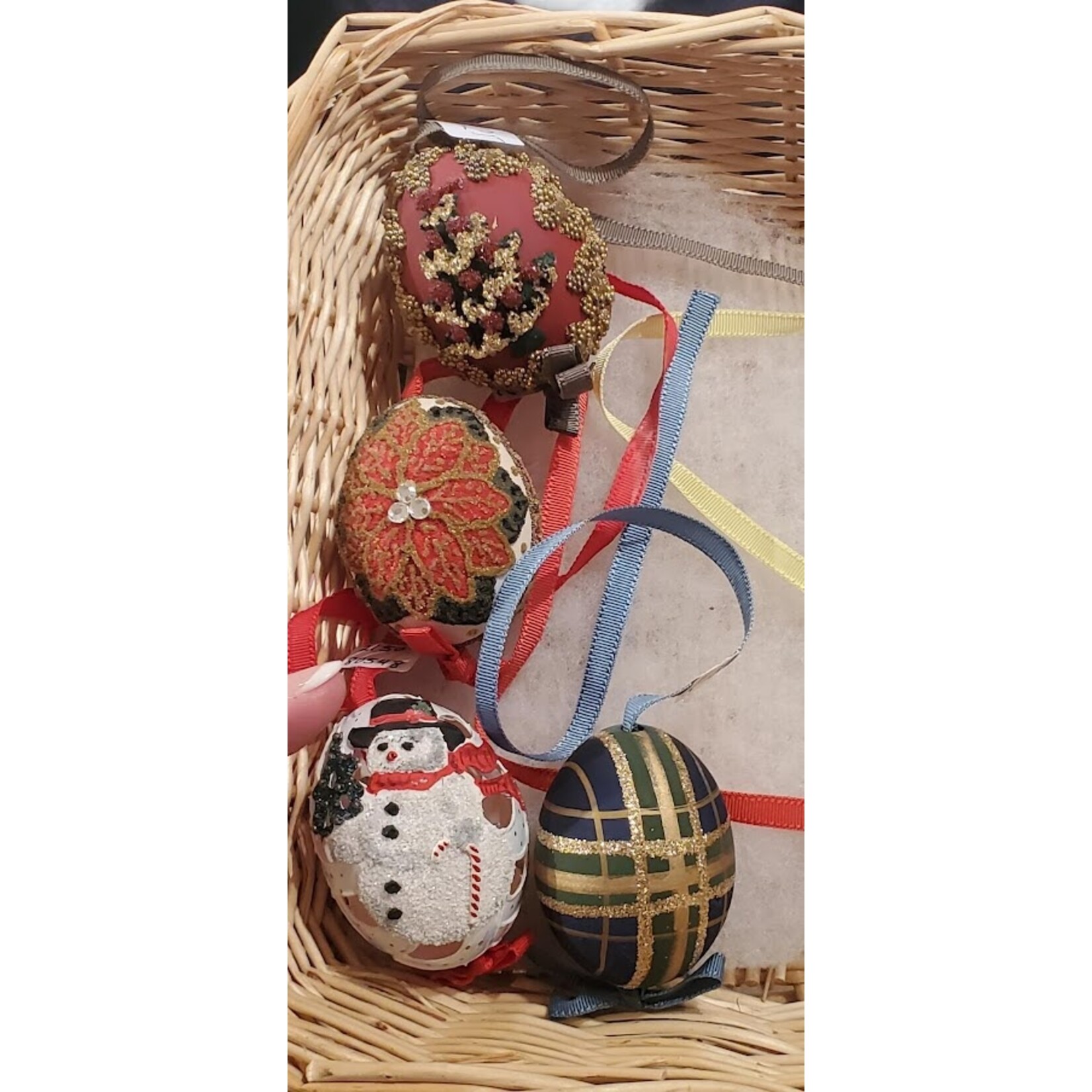Peter's Seasons Plaid Gold Handcrafted Egg Ornament