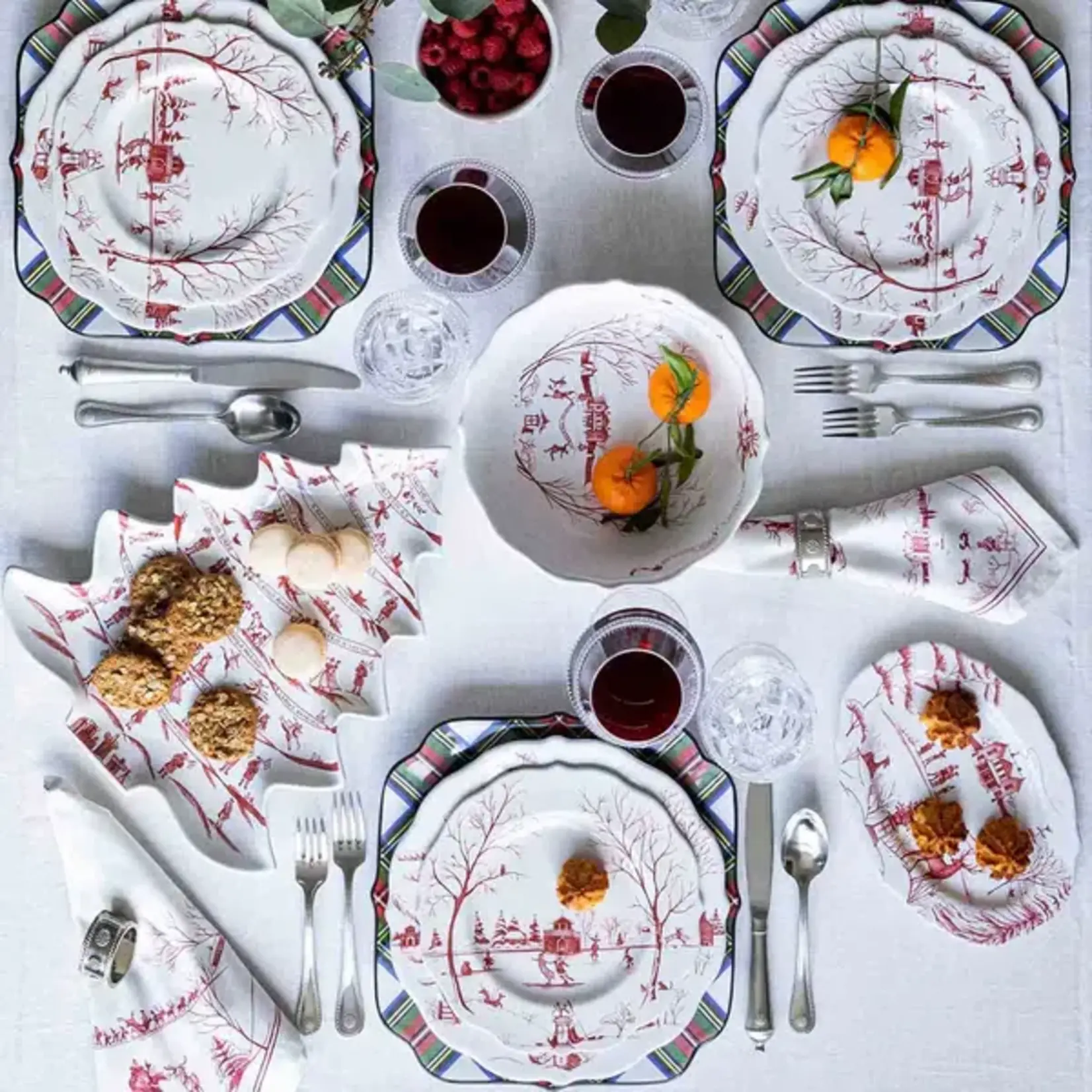 Juliska Country Estate Winter Frolic Ruby Santa's Cookie Tray Naughty and Nice List