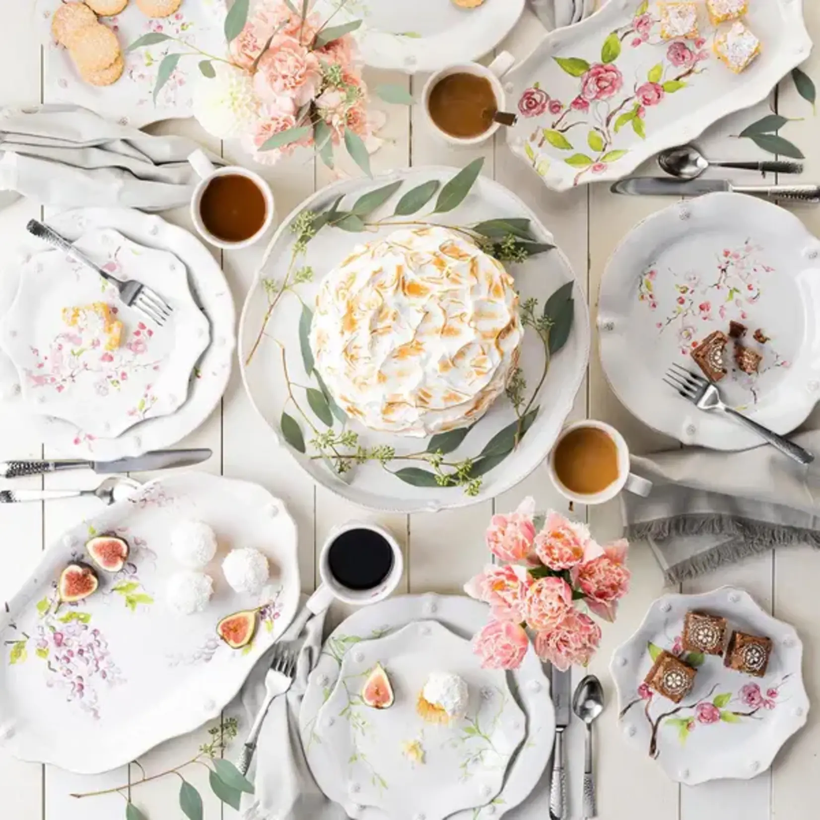 Juliska Berry & Thread White Floral Sketch Salad Plates Set of 4
