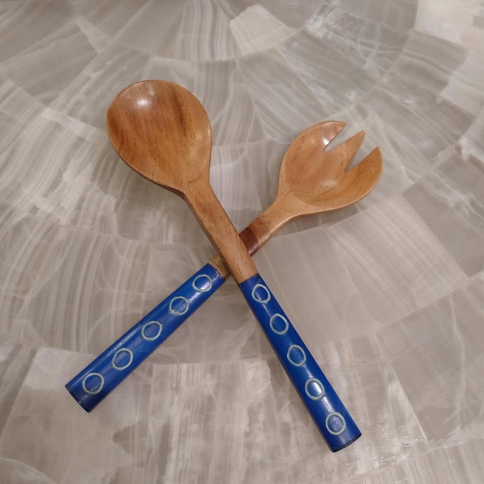 Two's Company Indigo Wood Servers Set of 2