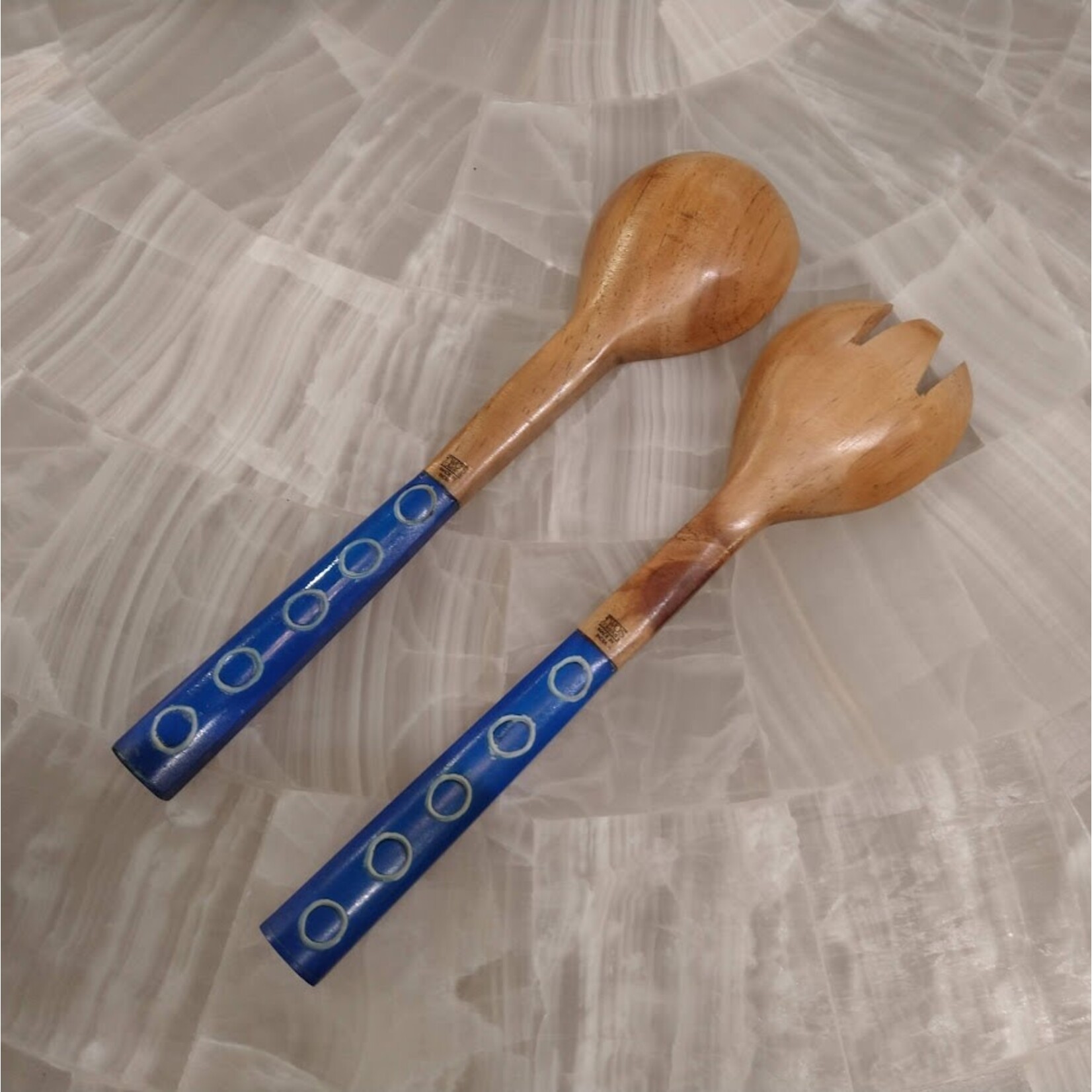 Two's Company Indigo Wood Servers Set of 2