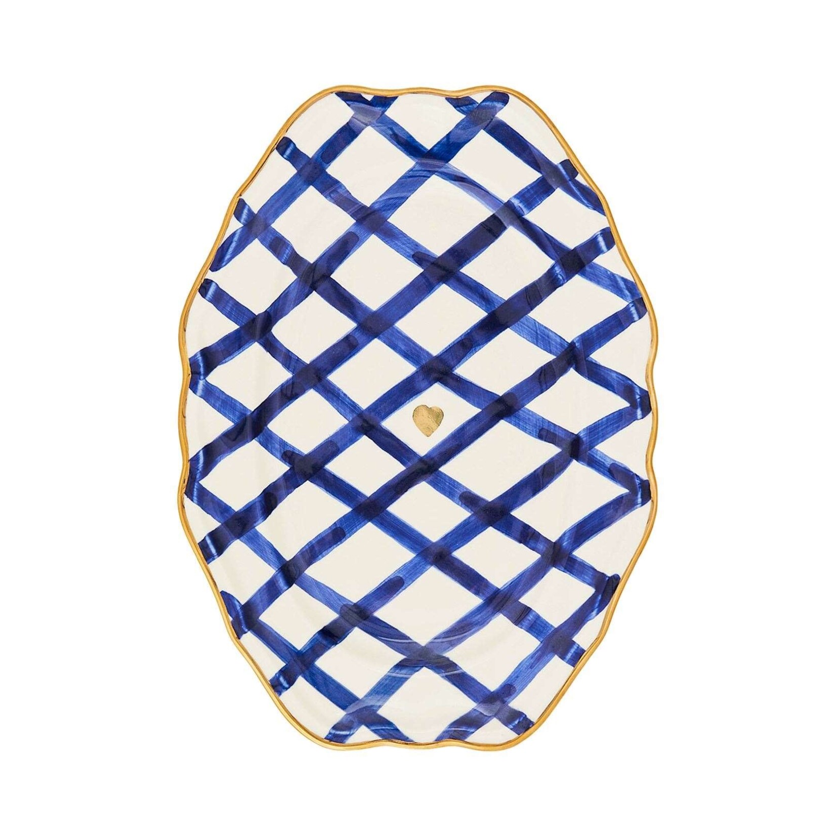 Gunia Project Hand Painted Gold Rimmed Rabbit Oval Serving Plate