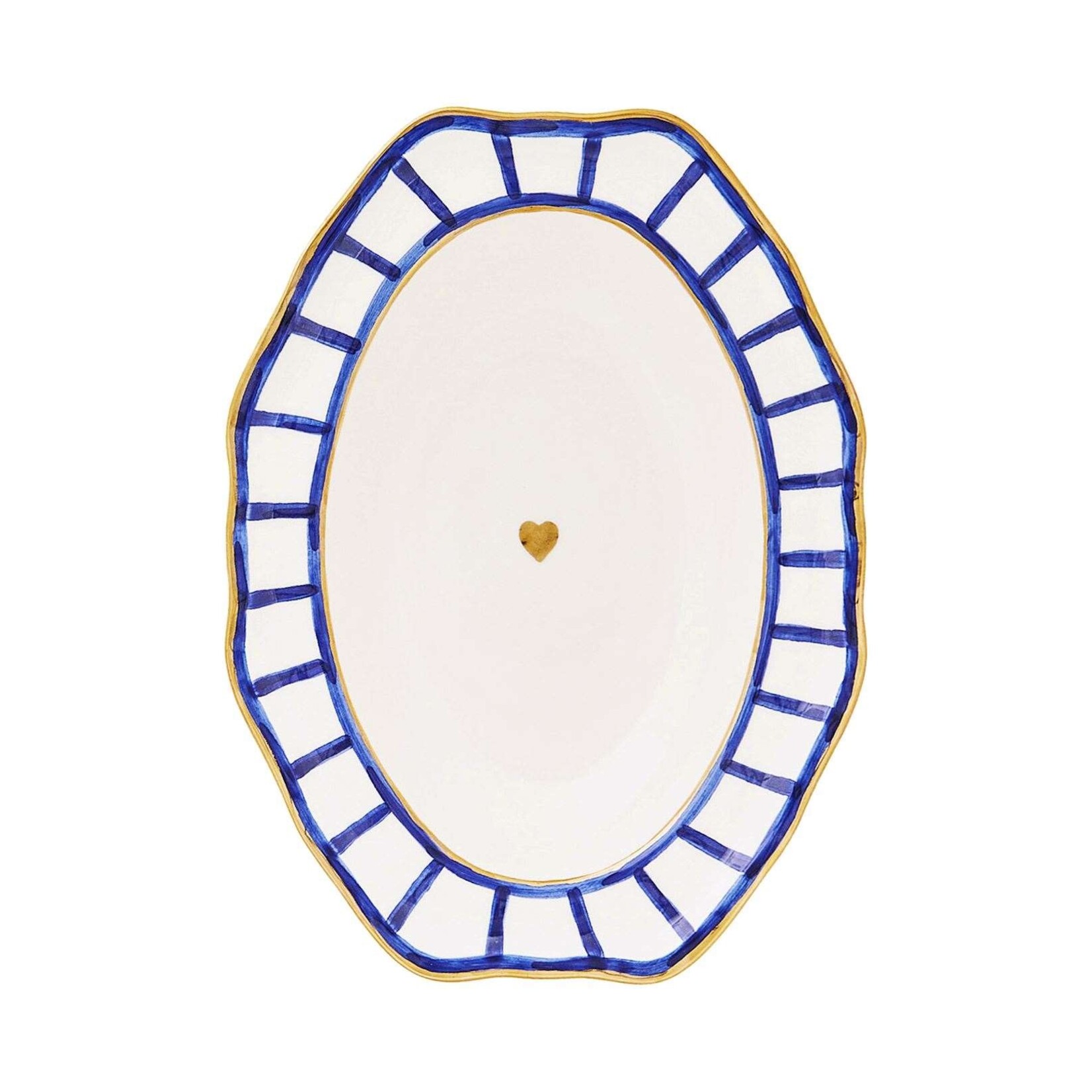 Gunia Project Gold Rimmed Rabbit Oval Soup Plate Bowl