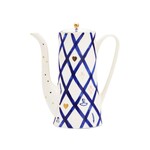Gunia Project Hand Painted White Blue & Gold Rabbit Teapot