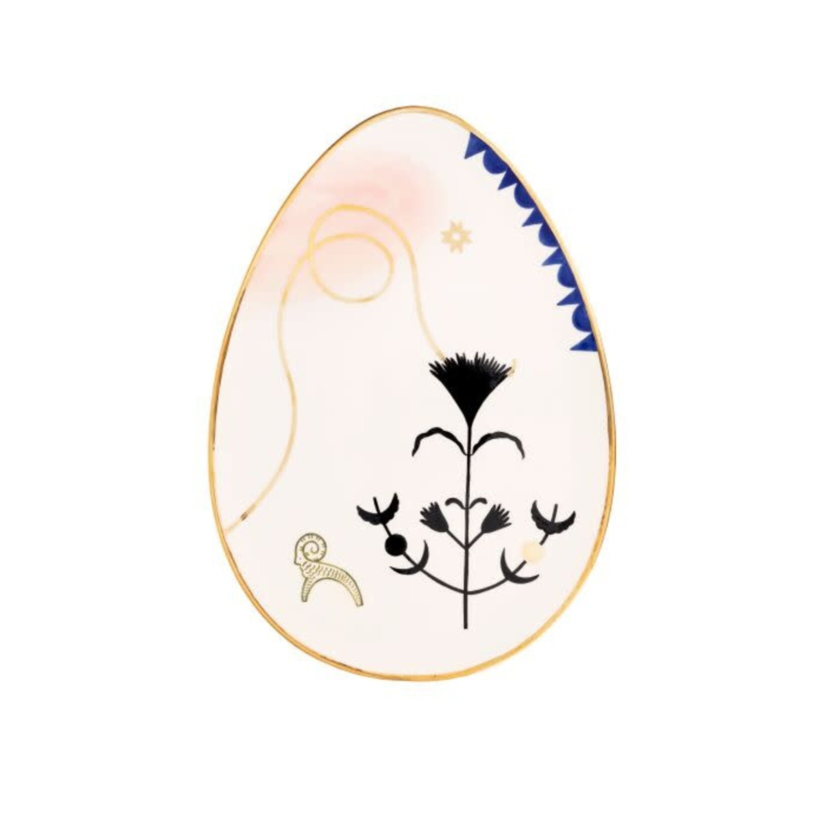 Gunia Project Hand Painted Egg Shaped Plate Vesna Spring