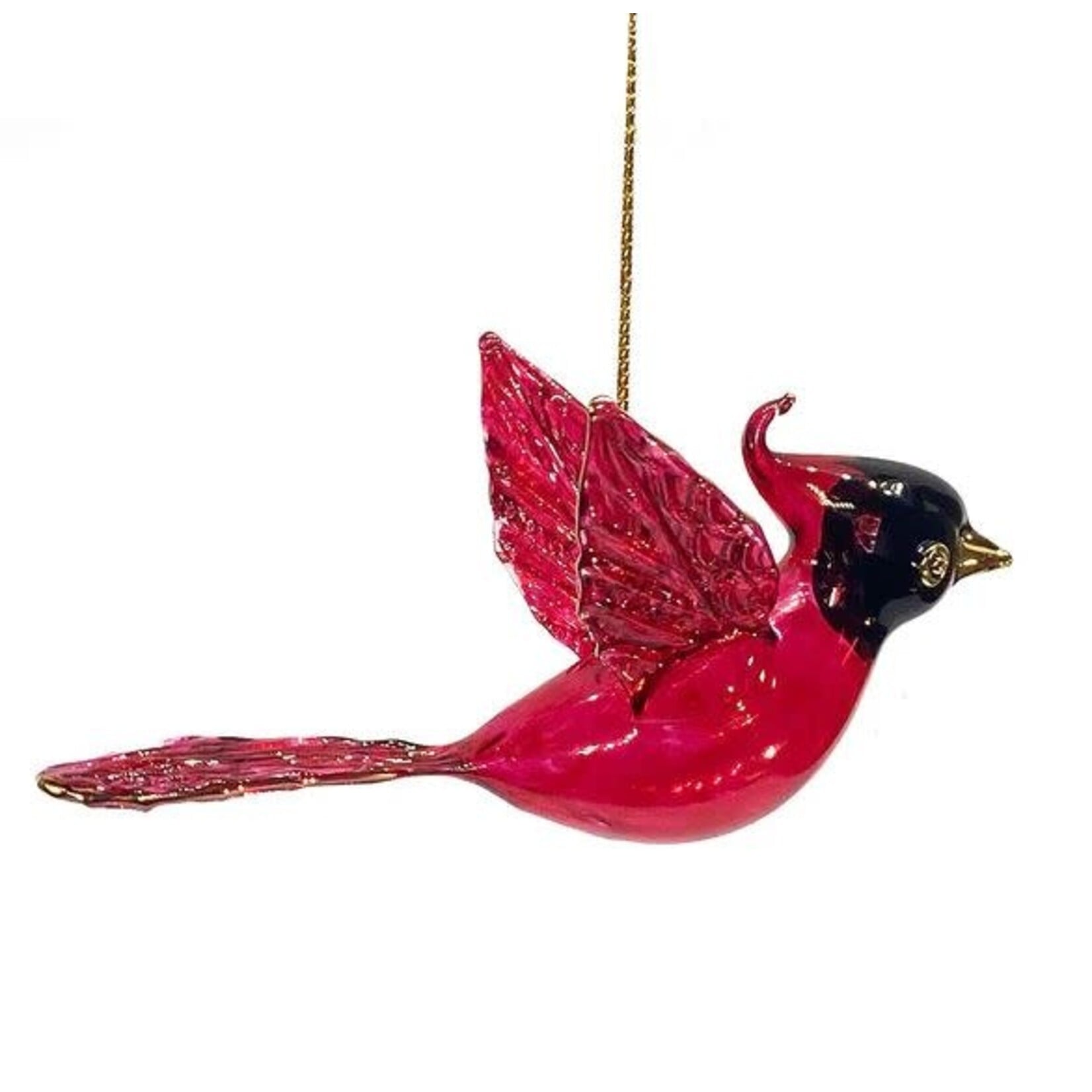 Unique Tradings Red Cardinal Bird Mouth Blown Glass Ornament