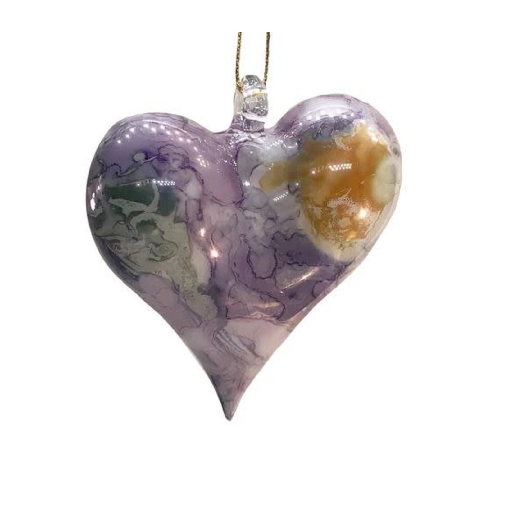 Unique Tradings Glass Heart Marble Purple Ornament