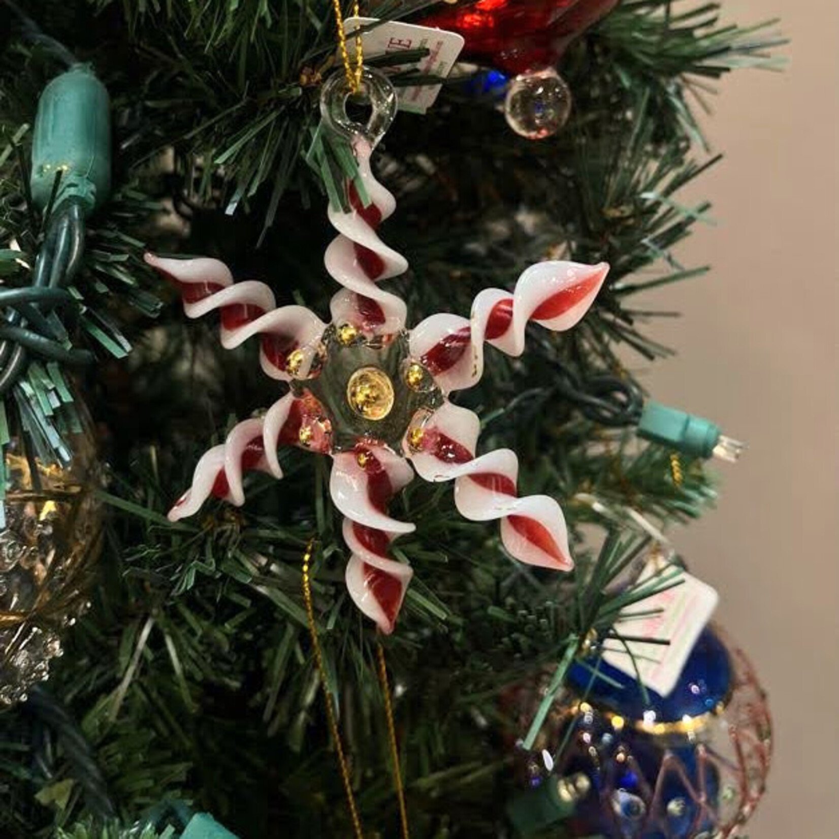 Unique Tradings Hand Painted Glass Snowflake Ornament