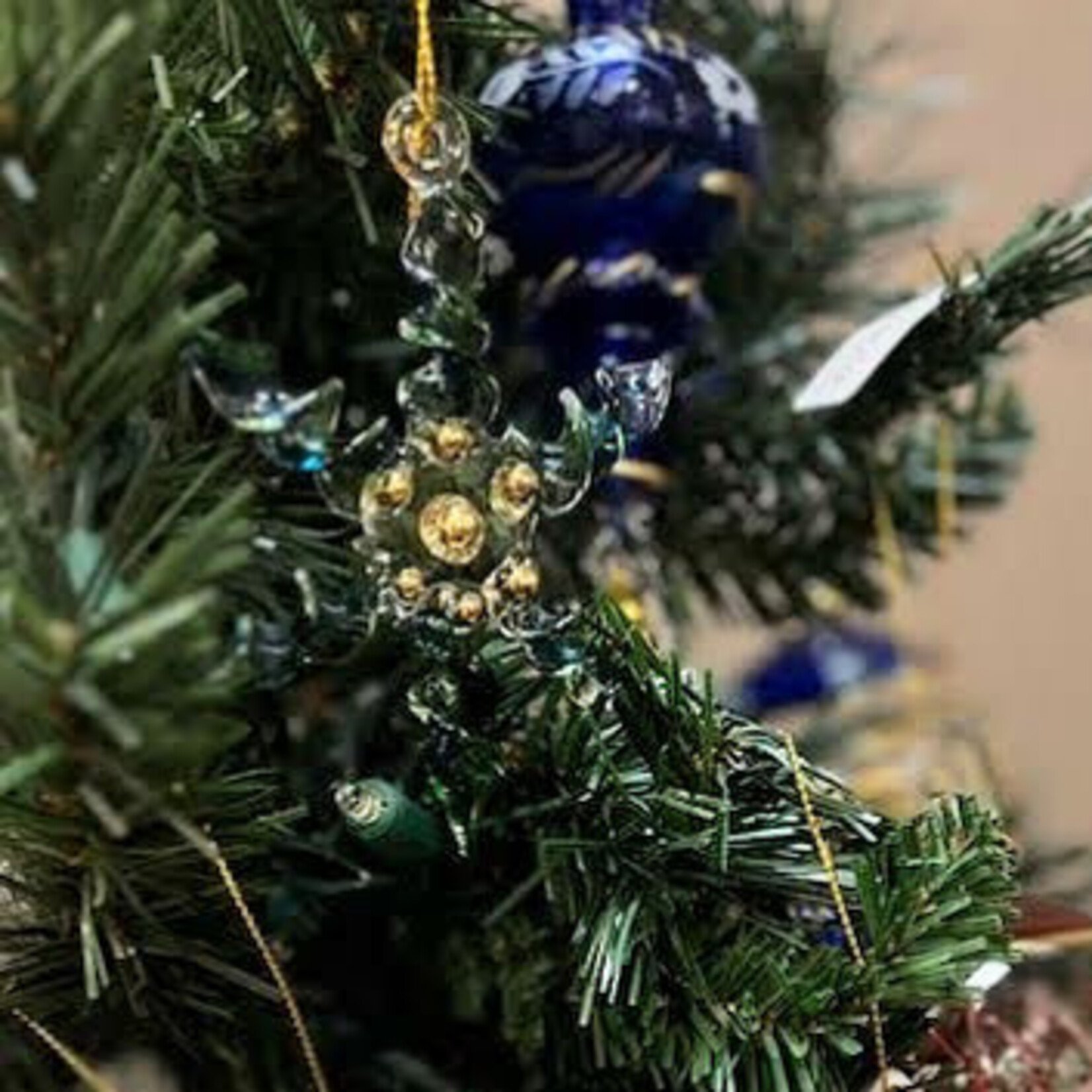 Unique Tradings Hand Painted Glass Snowflake Ornament