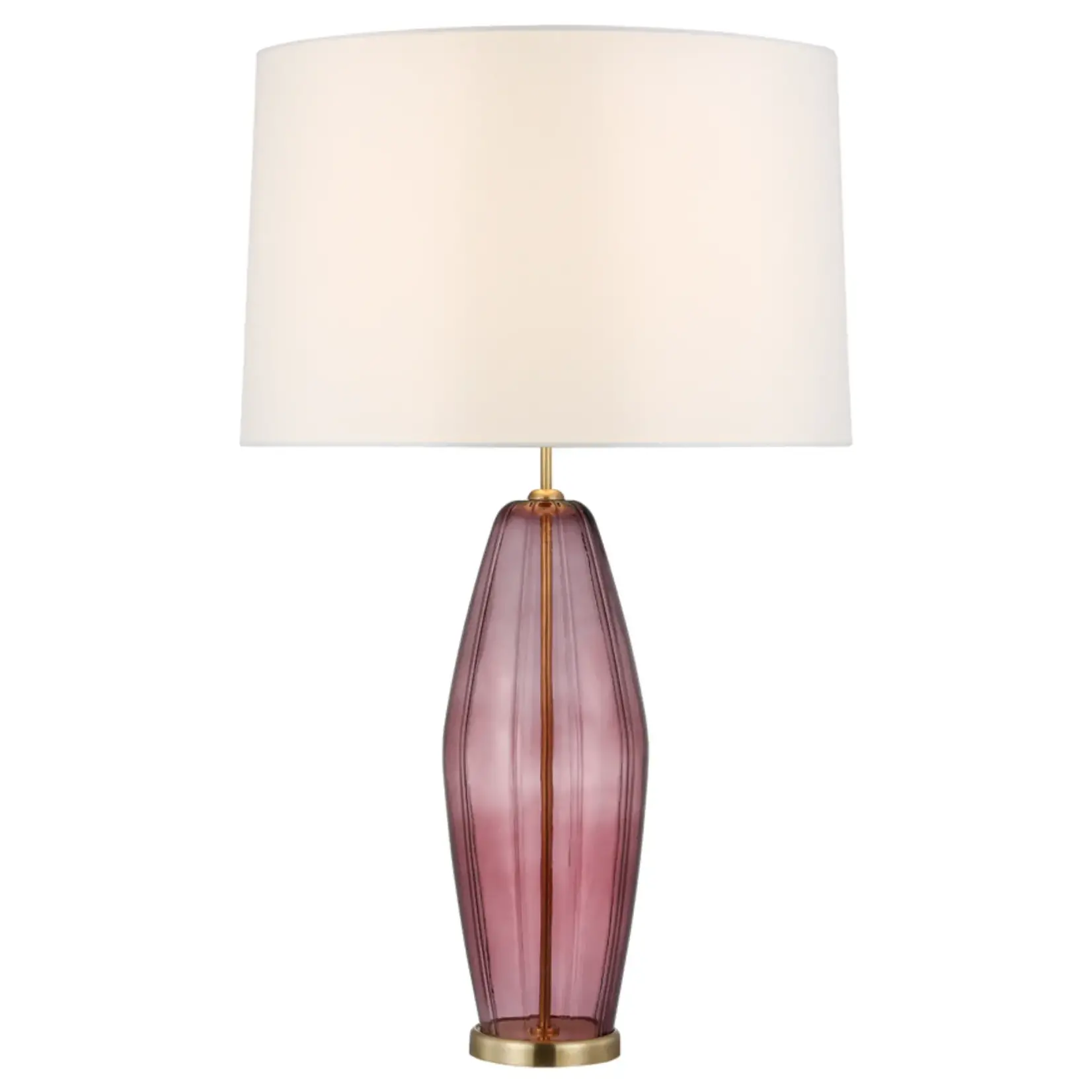 Visual Comfort Everleigh Large Fluted Table Lamp in Orchid with Linen Shade