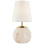 Visual Comfort Terri 12" Cordless Accent Lamp in Alabaster with Linen Shade