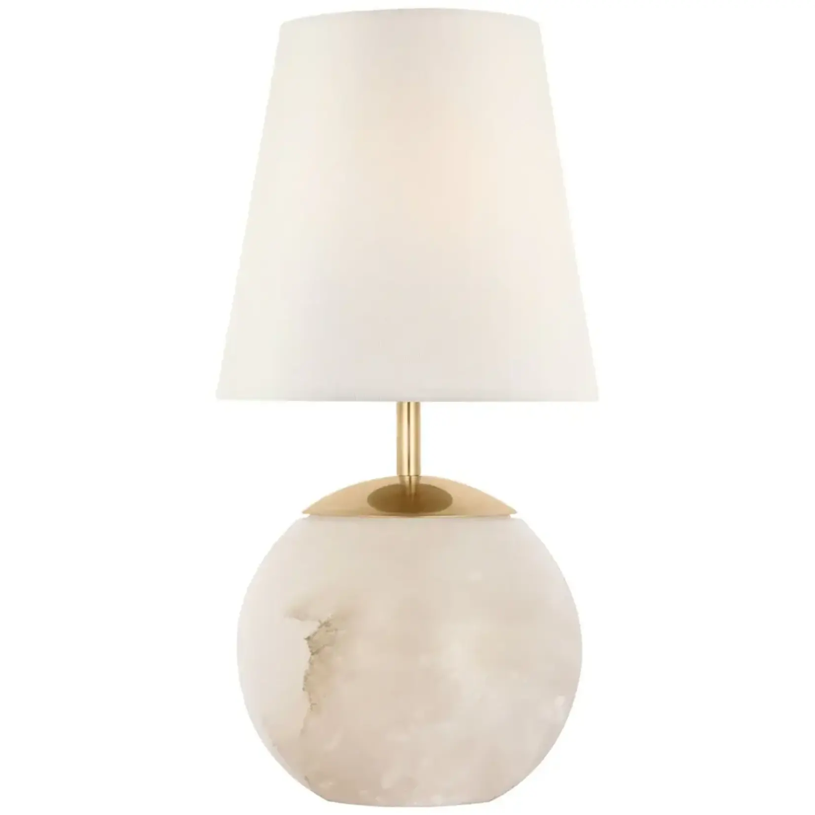 Visual Comfort Terri 12" Cordless Accent Lamp in Alabaster with Linen Shade