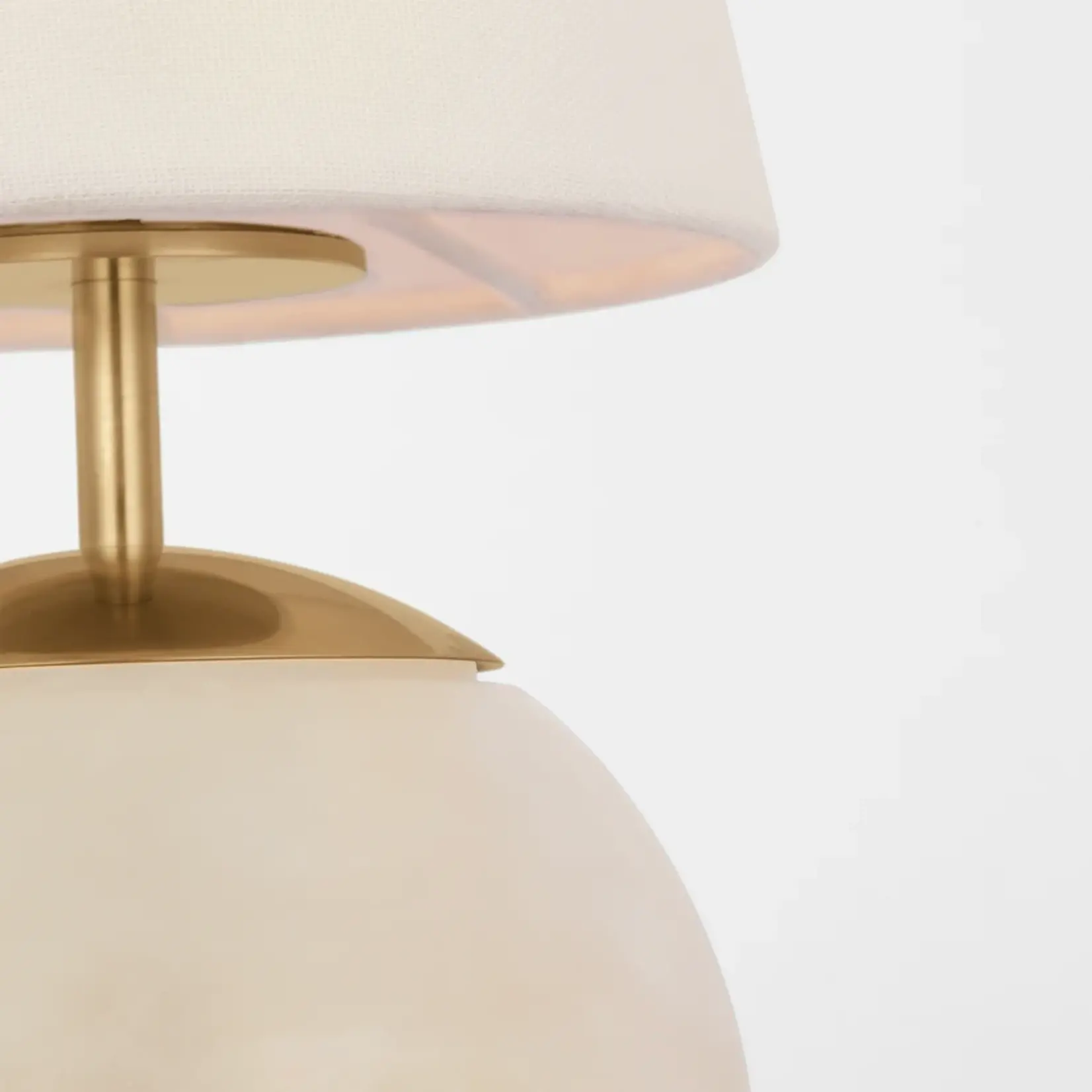 Visual Comfort Terri 12" Cordless Accent Lamp in Alabaster with Linen Shade