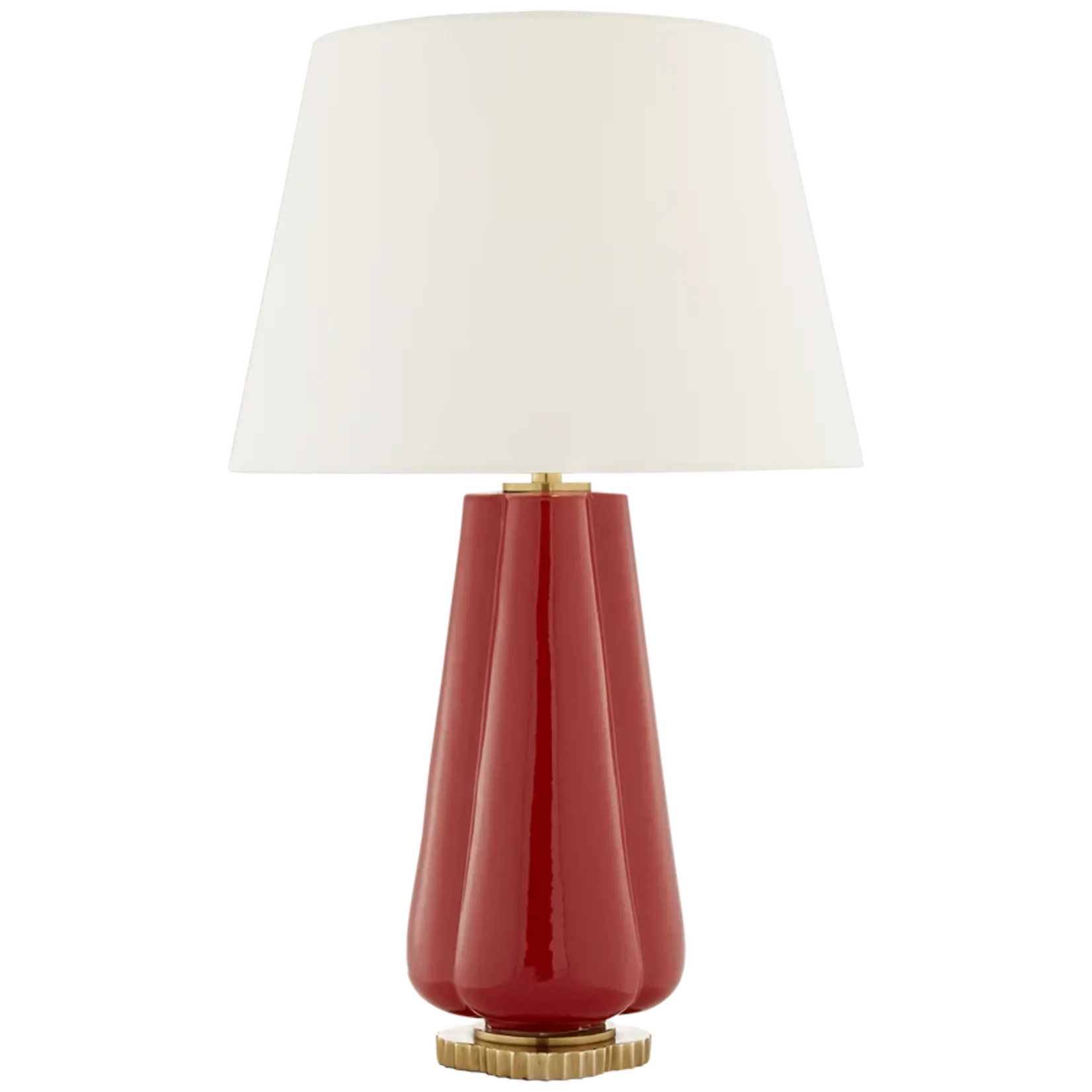 Visual Comfort Penelope Table Lamp in Berry Red with Linen Shade