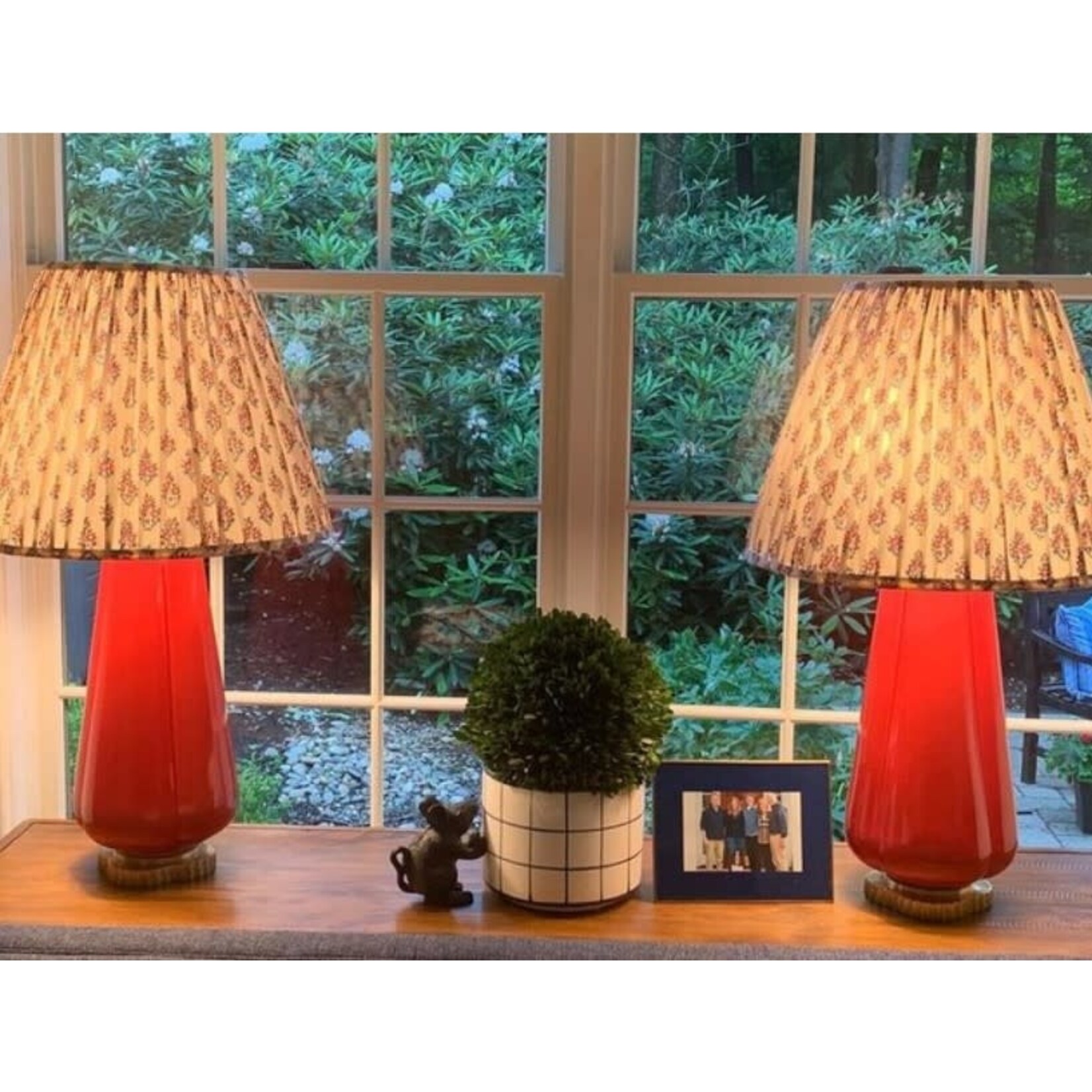 Visual Comfort Penelope Table Lamp in Berry Red with Linen Shade