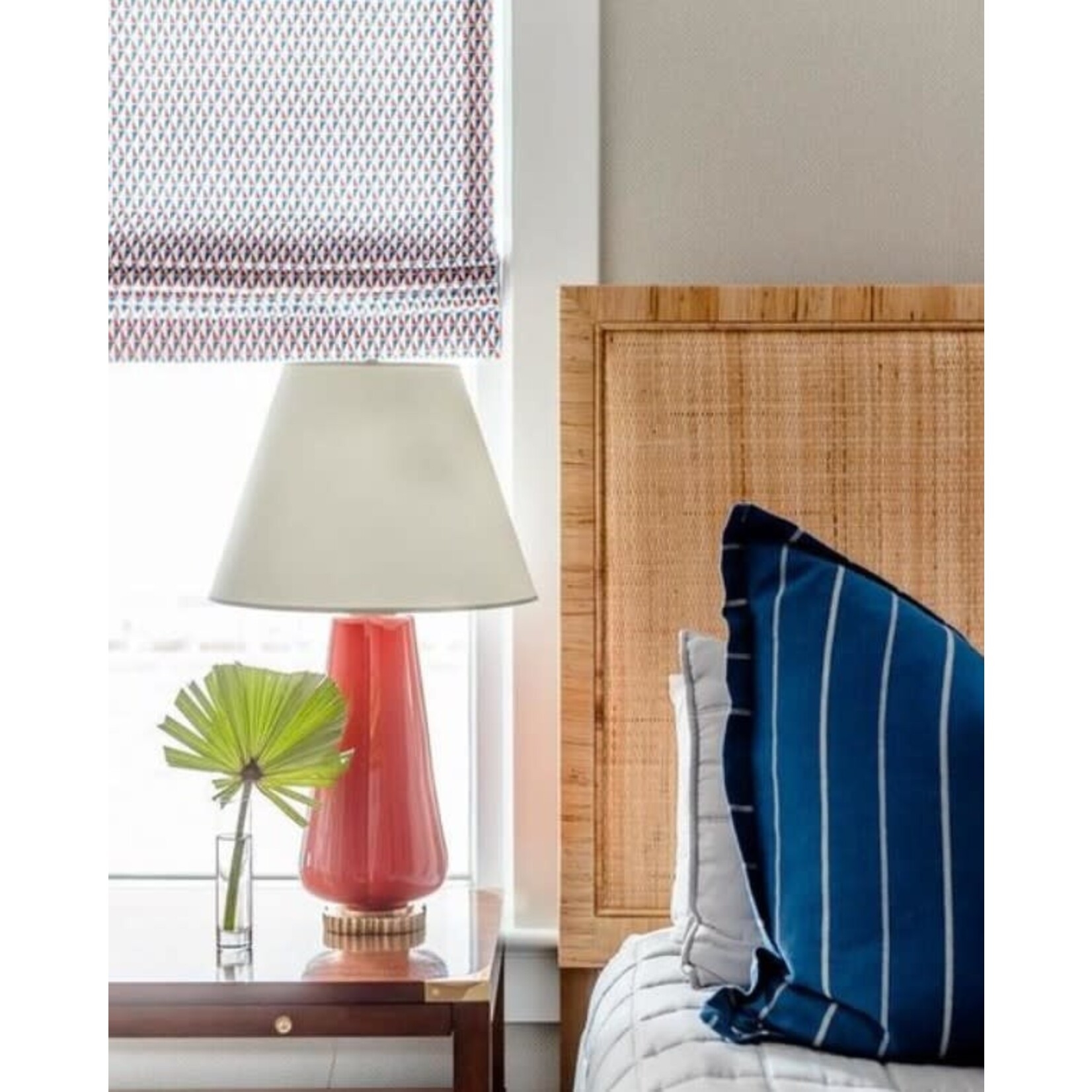 Visual Comfort Penelope Table Lamp in Berry Red with Linen Shade