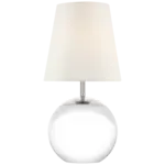 Visual Comfort Terri 12" Cordless Accent Lamp in Crystal with Linen Shade