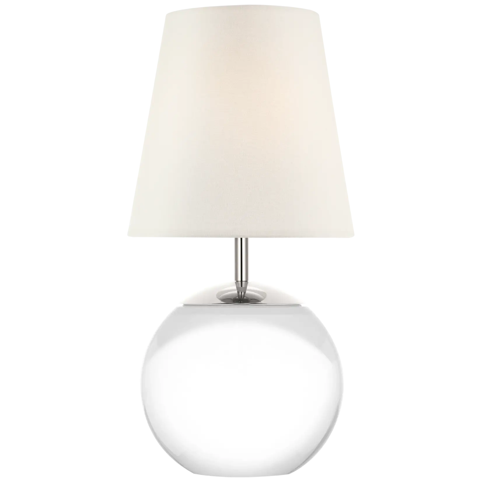 Visual Comfort Terri 12" Cordless Accent Lamp in Crystal with Linen Shade