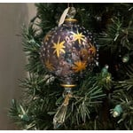 Unique Tradings Blue & Gold Star Glass Ball Ornament
