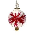 Unique Tradings Clear Glass Ball with Red Flowers Inside Ornament