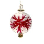 Unique Tradings Clear with Red Flowers Glass Ball Ornament