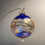 Unique Tradings Blue & Gold Plated Large Glass Ball Ornament