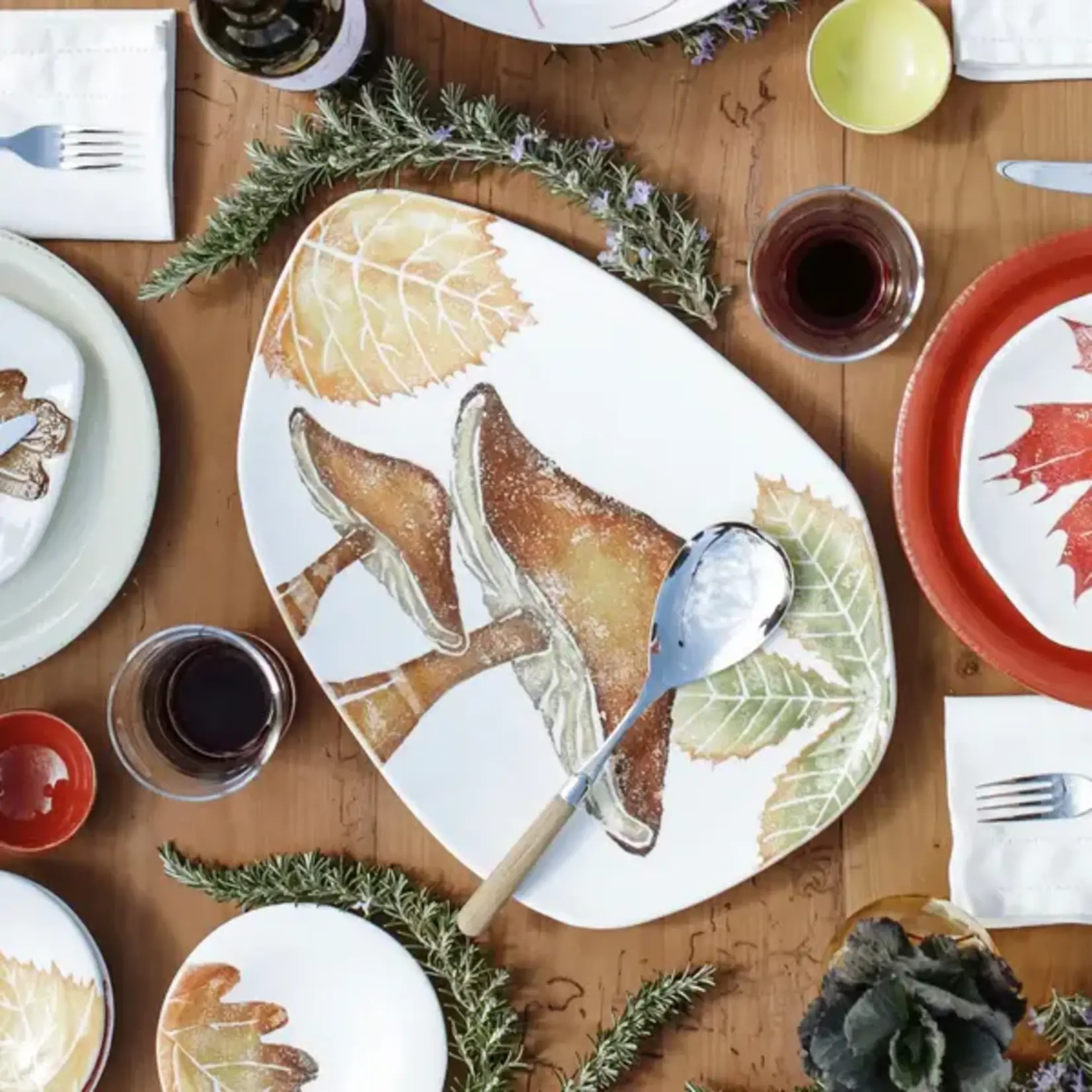 Vietri Autunno Mushrooms Oblong Oval Platter