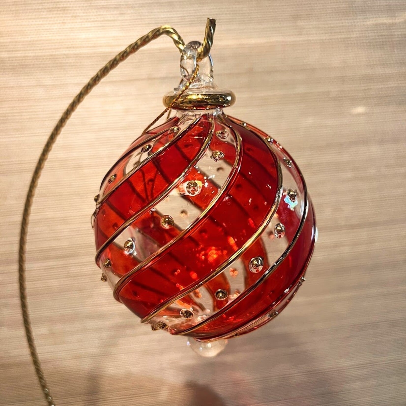 Unique Tradings Gold Hand Painted Glass Ball Ornament