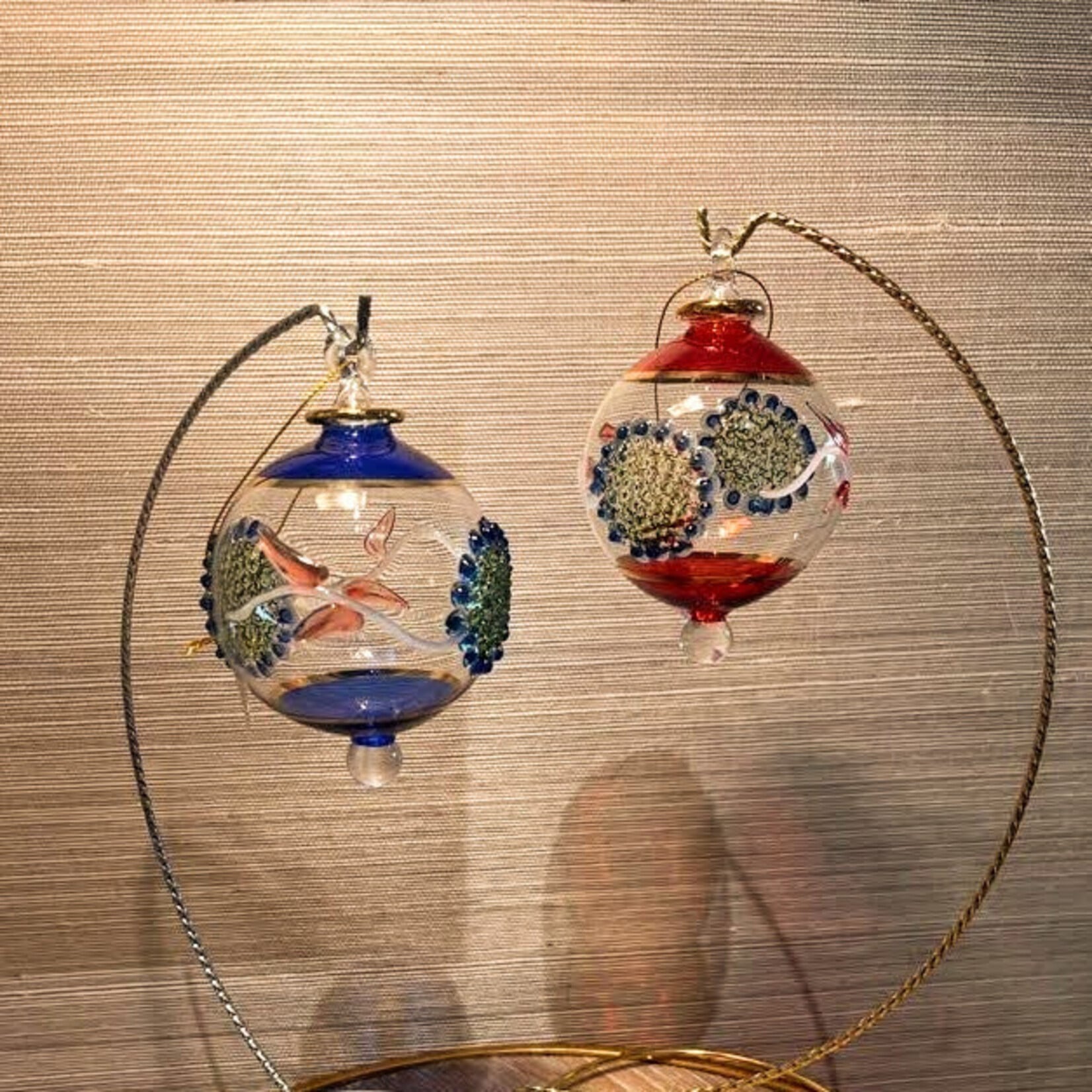 Unique Tradings Hand Painted Flower Glass Ball Ornament